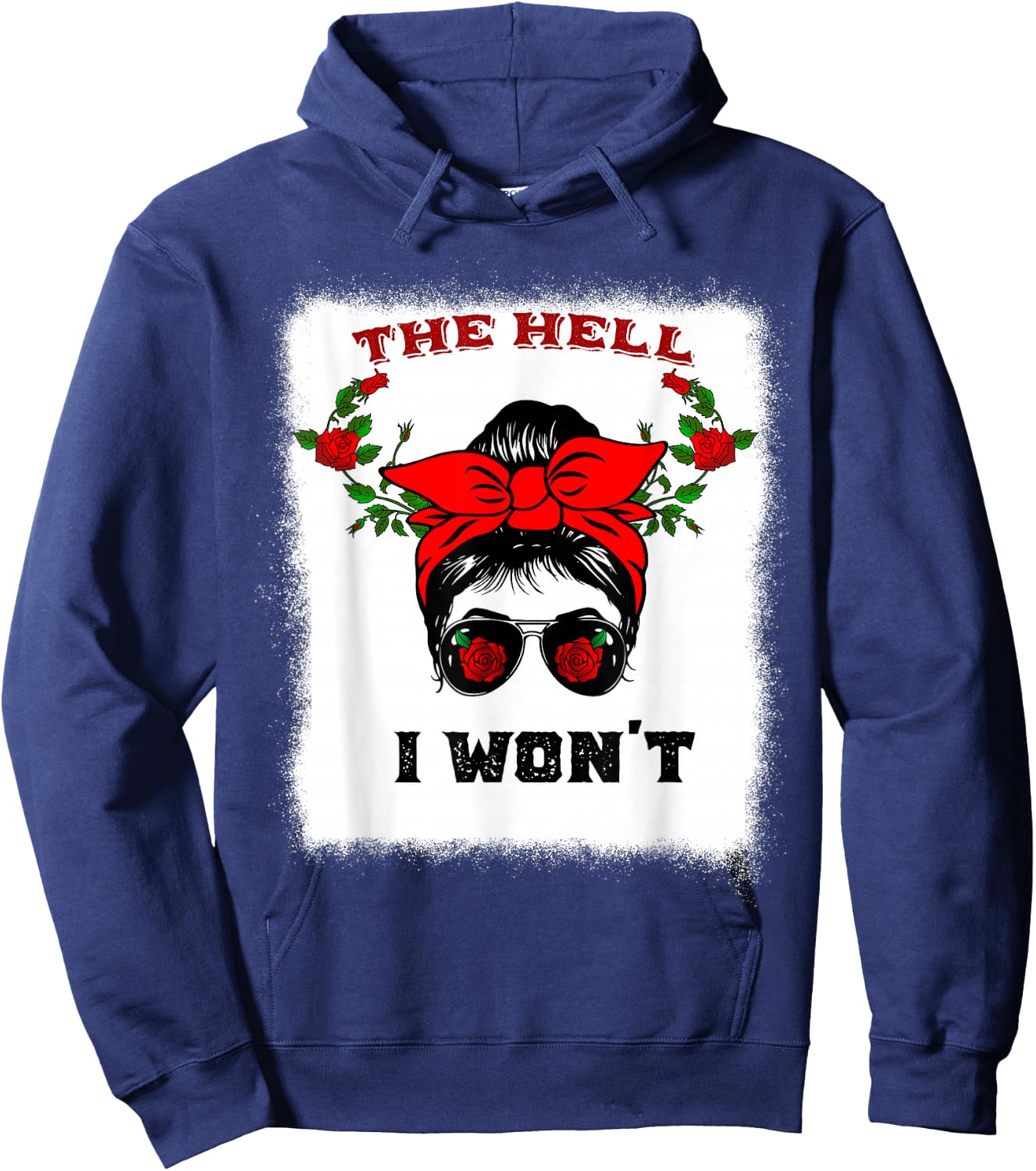 The Hell I Won't Apparel For Life Messy Bun Bleached Hoodie - Hoodie | Navy