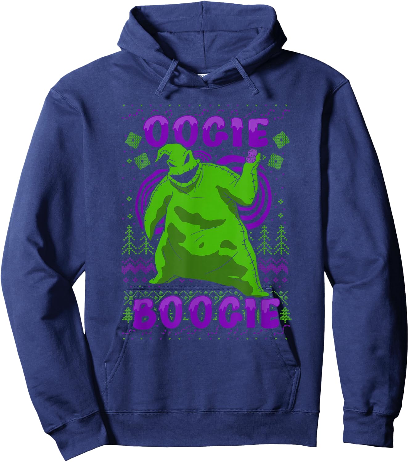 Disney Nightmare Before Christmas Oogie Boogie Ugly Sweater Hoodie - Hoodie | Navy