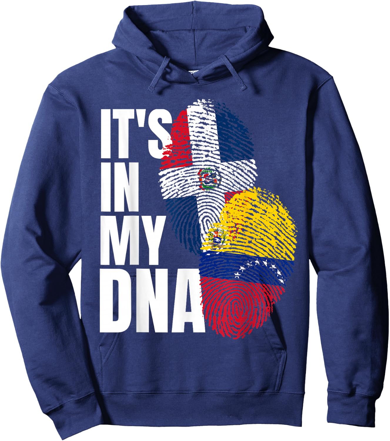 Dominican And Venezuelan DNA Mix Flag Heritage Hoodie - Hoodie | Navy
