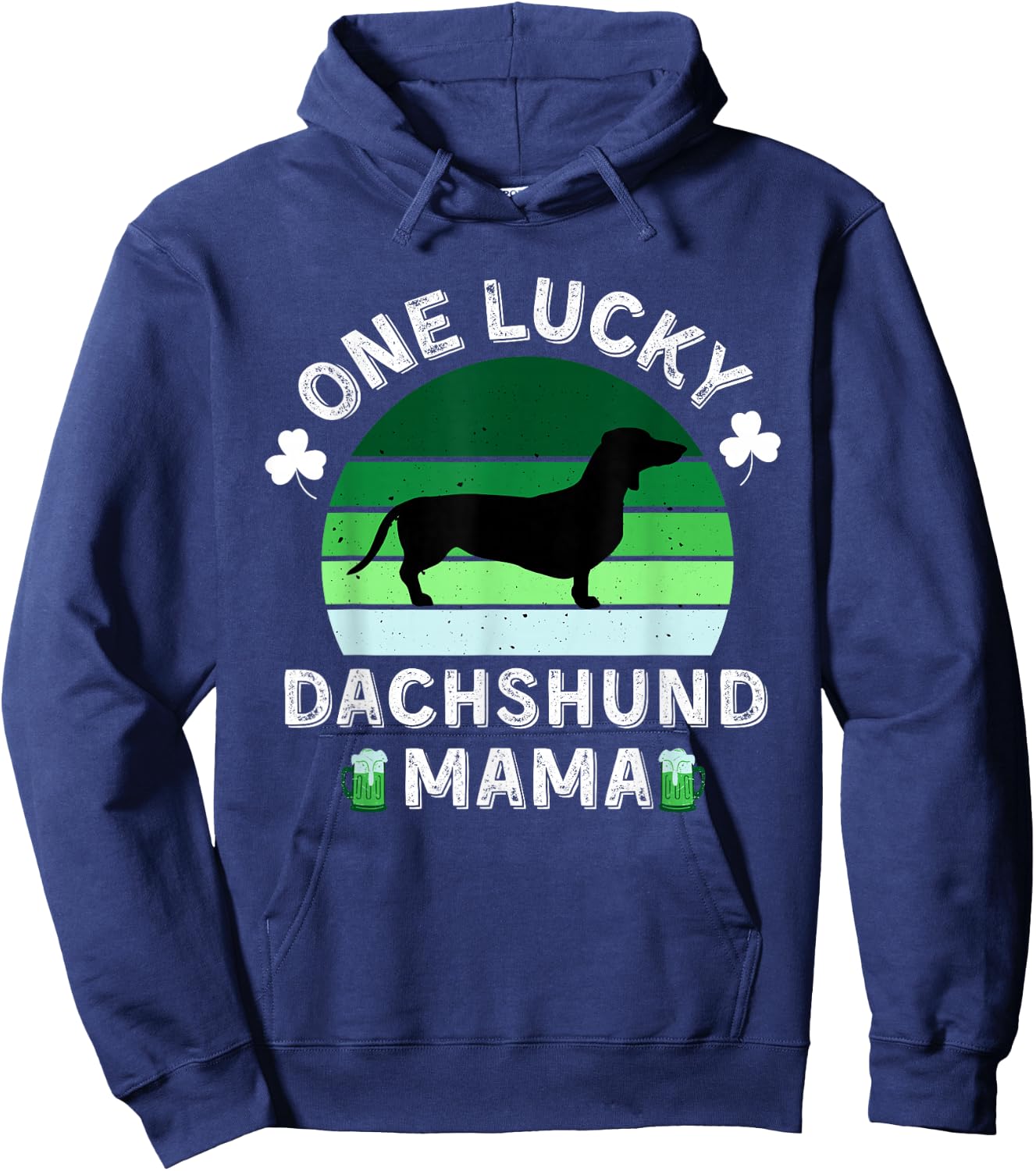 One Lucky Dachshund Mama Funny St Patrick's Day Women Hoodie - Hoodie | Navy