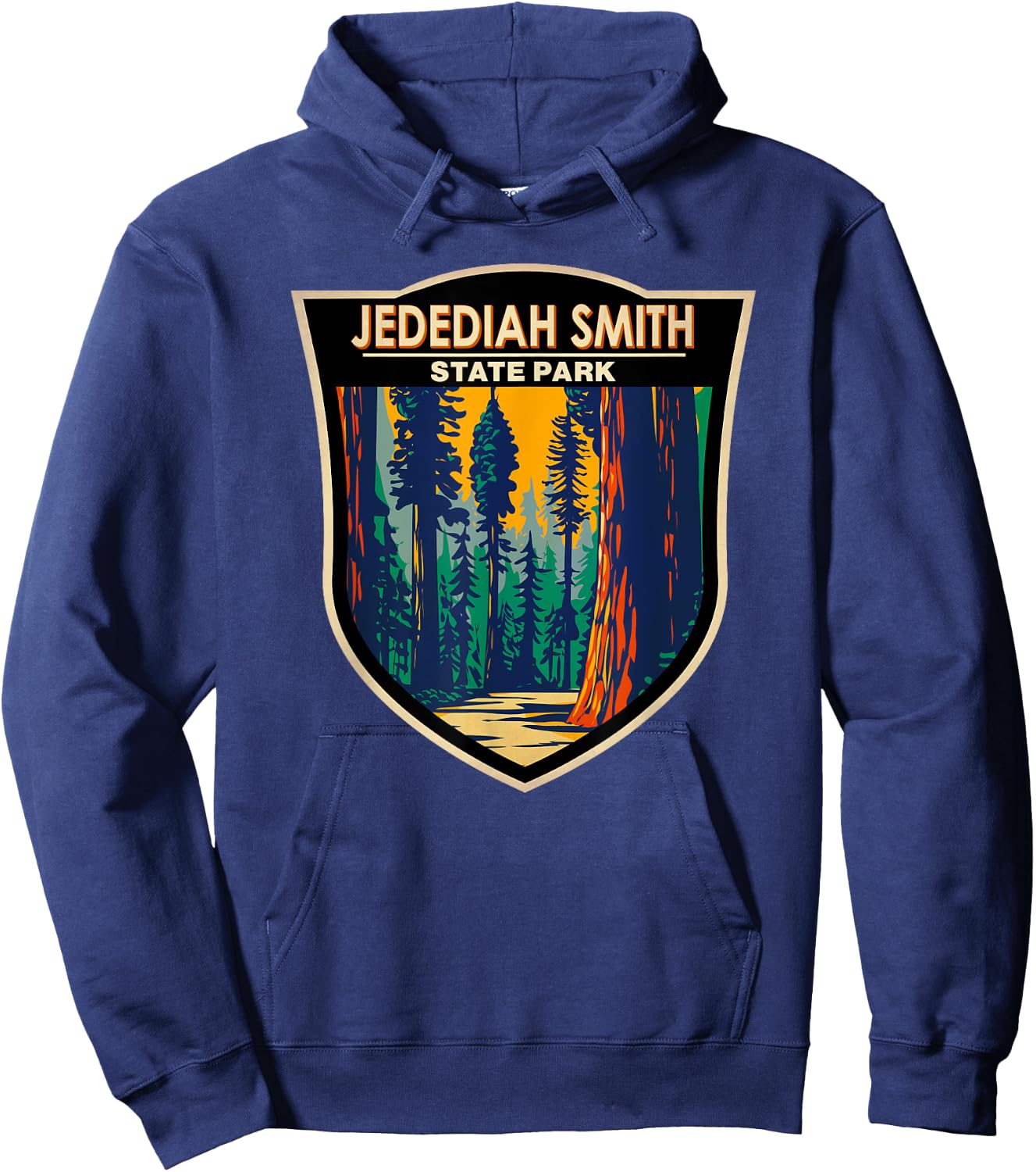 Jedediah Smith Redwoods State Park California Badge Vintage Hoodie - Hoodie | Navy