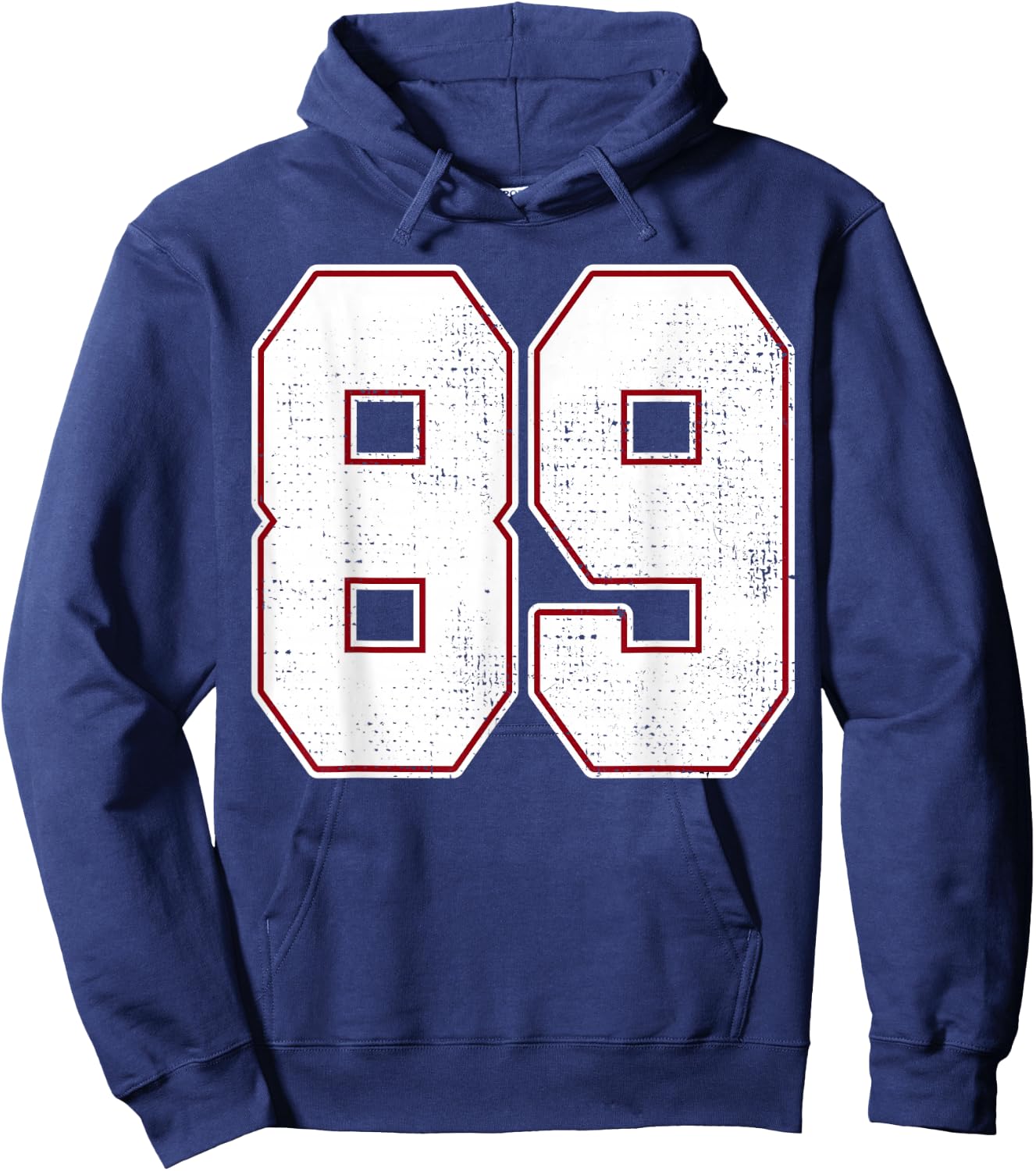 #89 Outline Number 89 Fan Varsity Sports Team Blue Jersey Hoodie - Hoodie | Navy