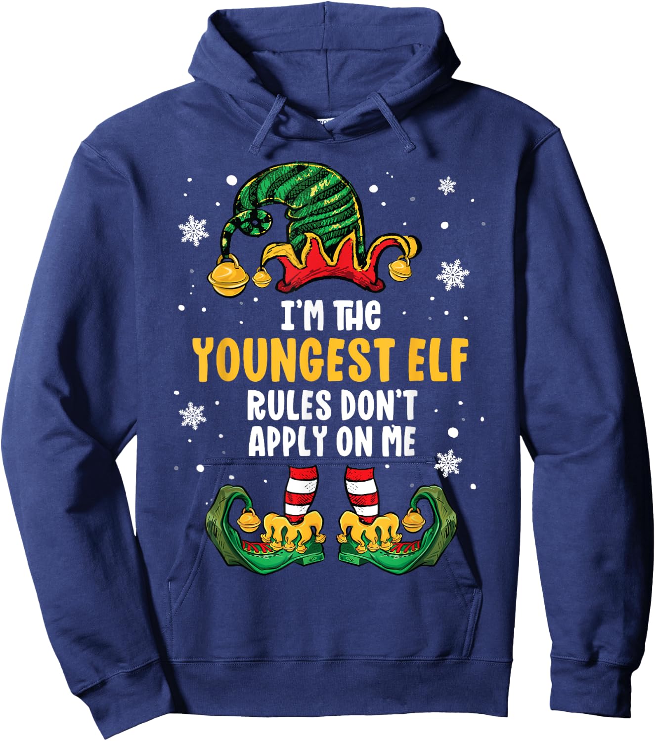 Youngest Child Shirt Elf Family Matching Sibling Christmas Hoodie - Hoodie | Navy