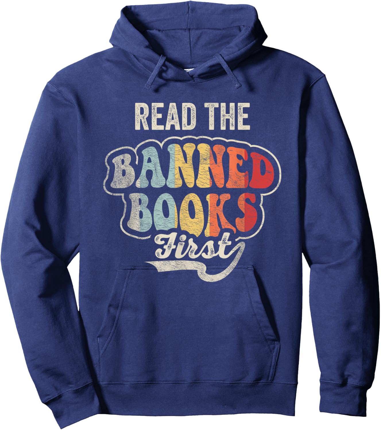 NICE 'N COOL Retro Vintage Read Banned Books First Teacher Librarian Hoodie - Hoodie | Navy