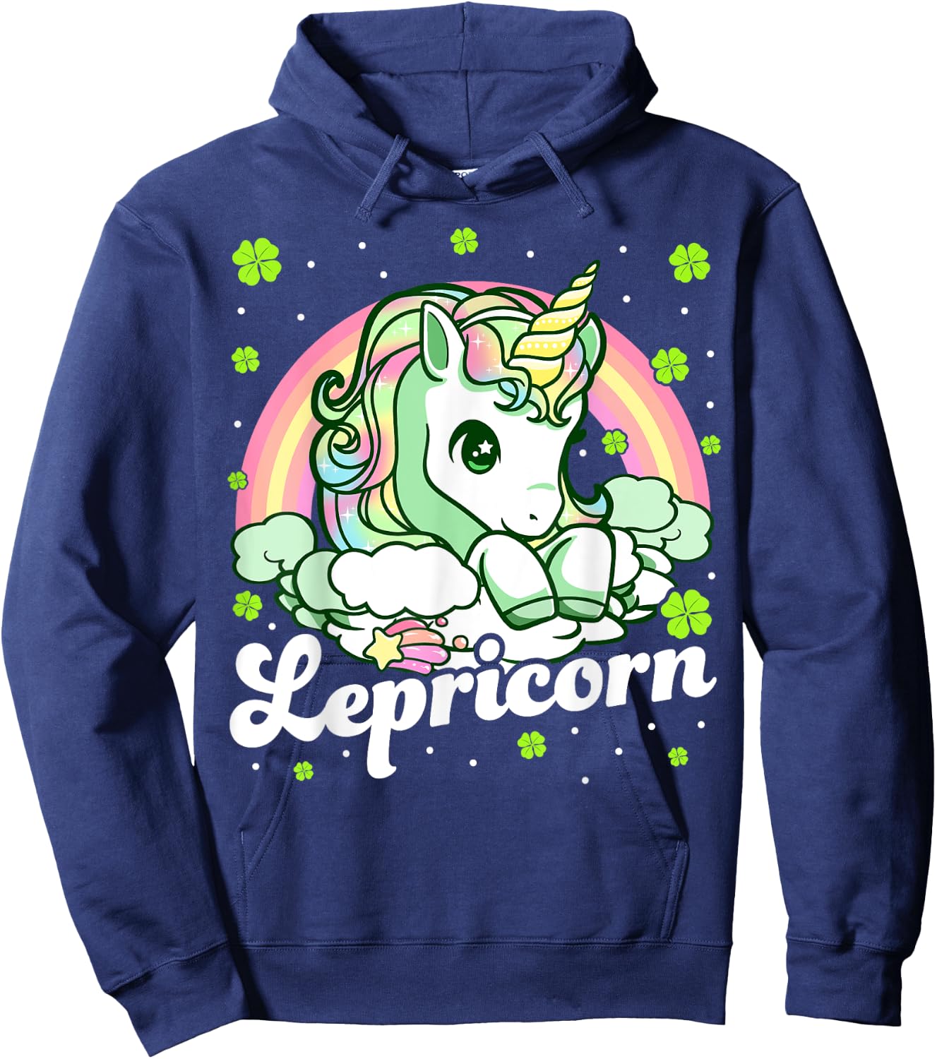 Lepricorn Rainbow St Patricks Day Unicorn Girls Kids Teacher Hoodie - Hoodie | Navy