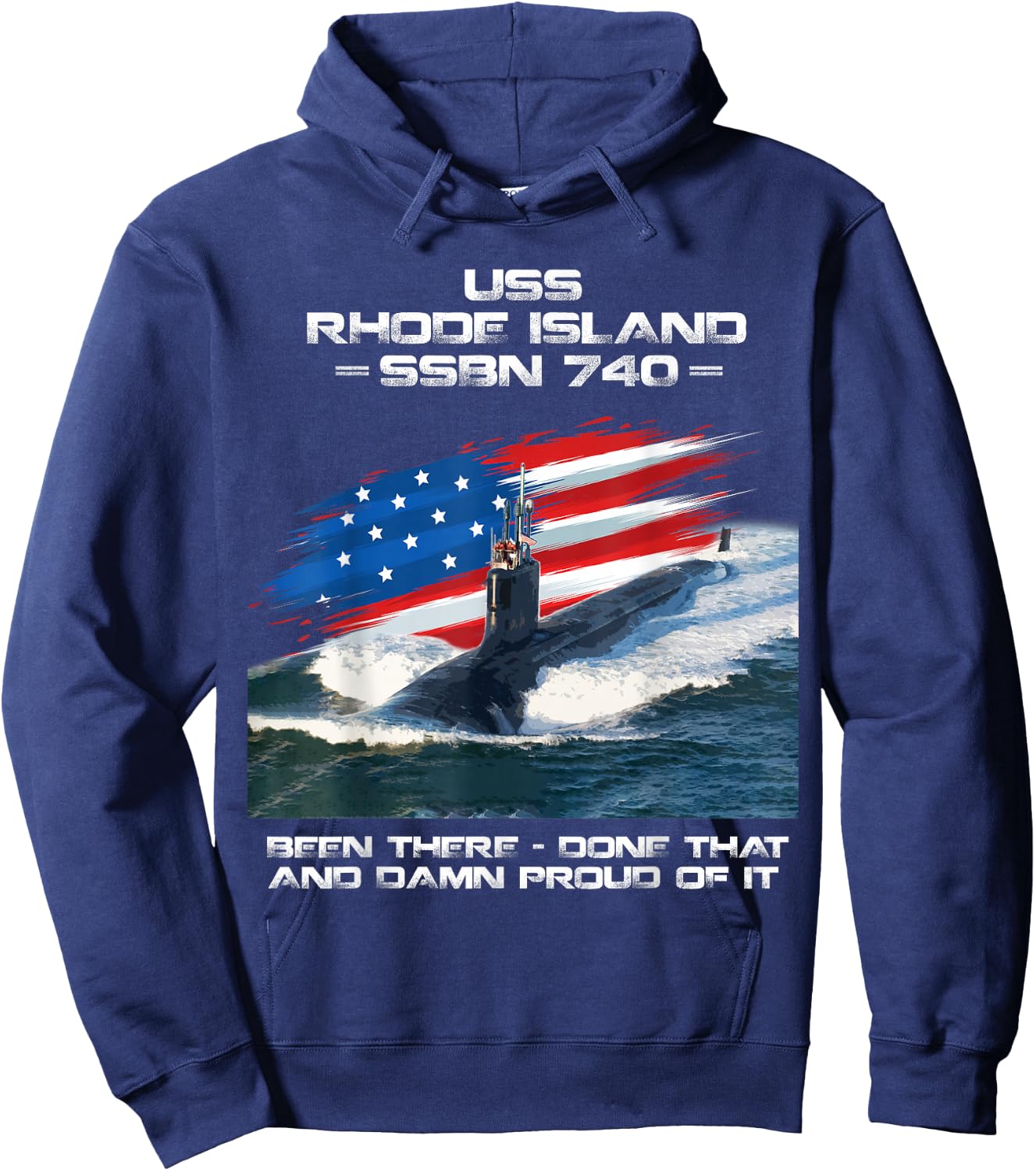 USS Rhode Island SSBN-740 American Flag Submarine Veteran Women Men Hoodie - Hoodie | Navy