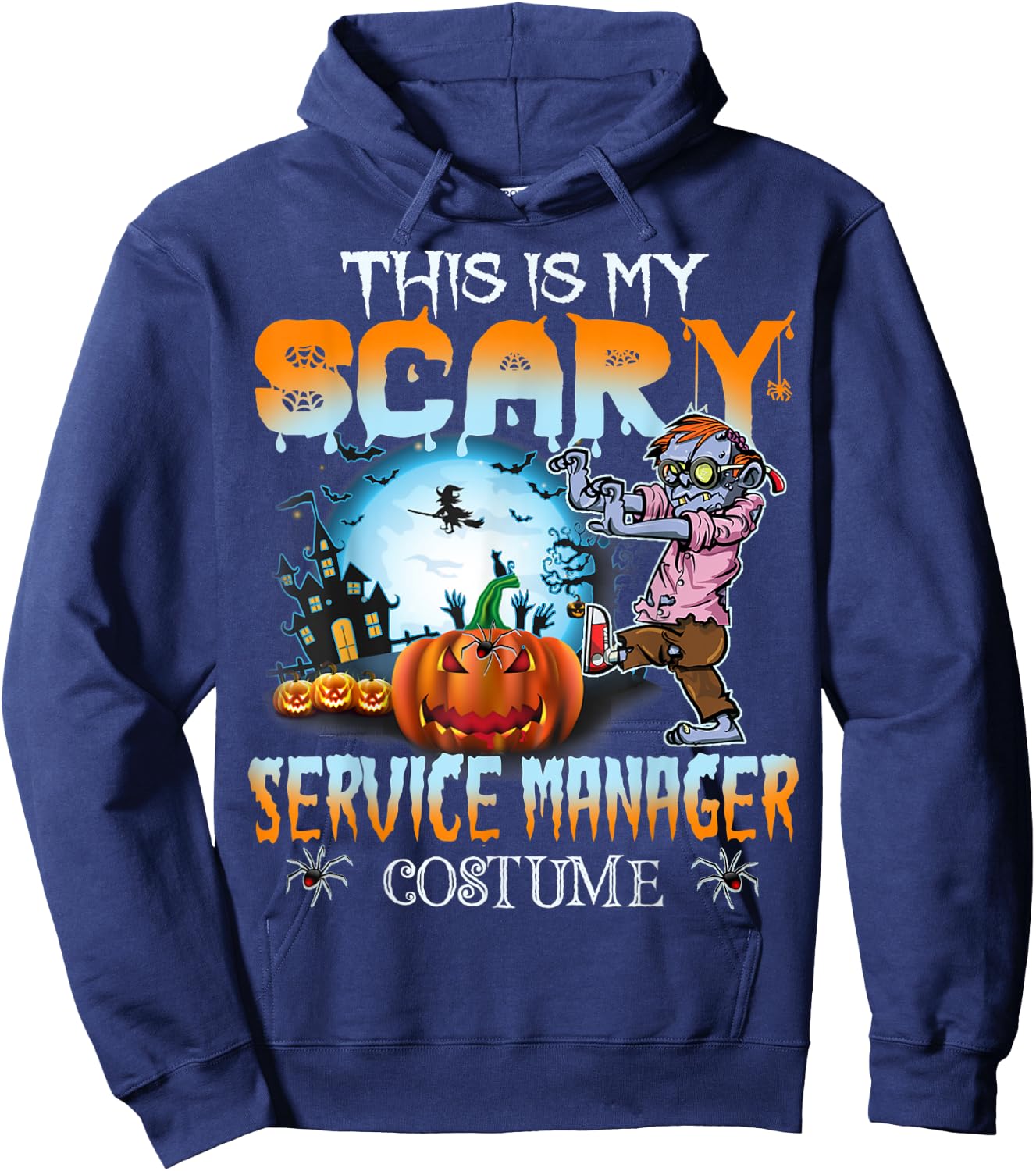 This Is My Scary Service Manager Costume Pumpkin Halloween Hoodie - Hoodie | Navy