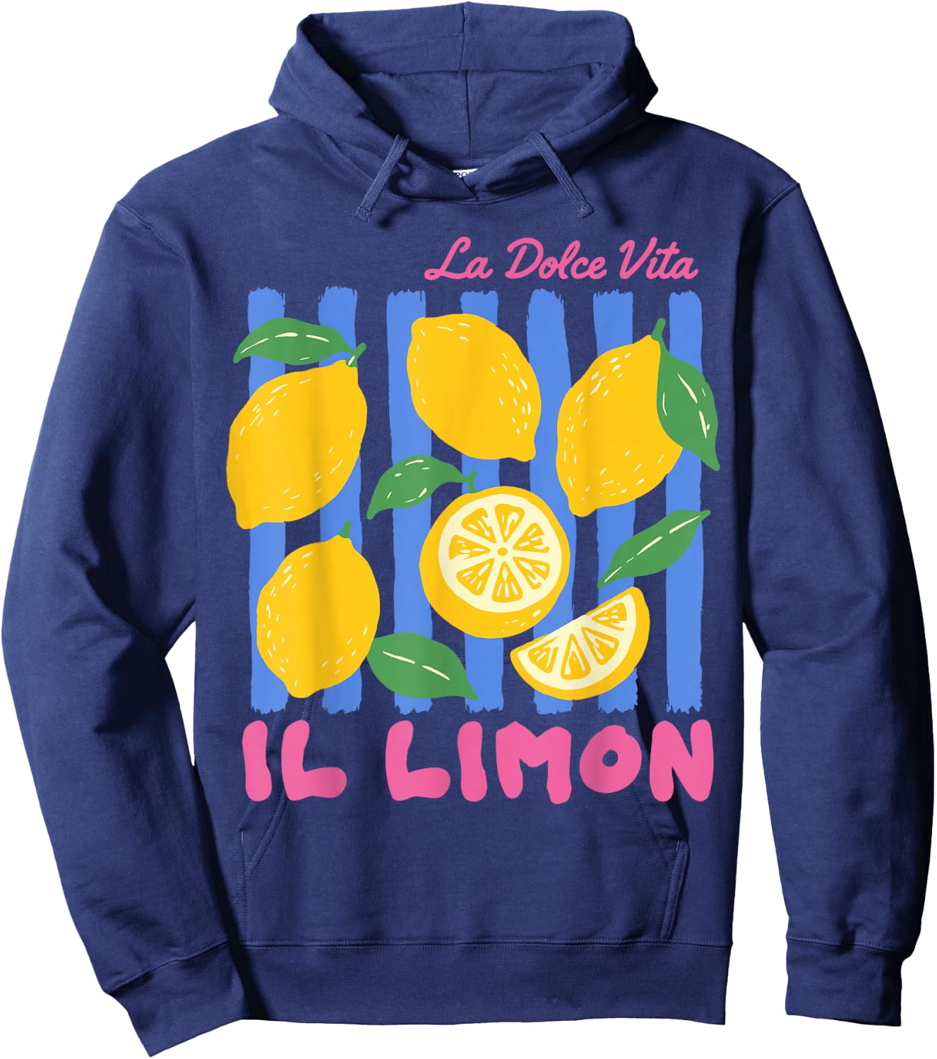 La Dolce Vita Lemon Il Limon Summer Fruit Farmers Market Hoodie - Hoodie | Navy