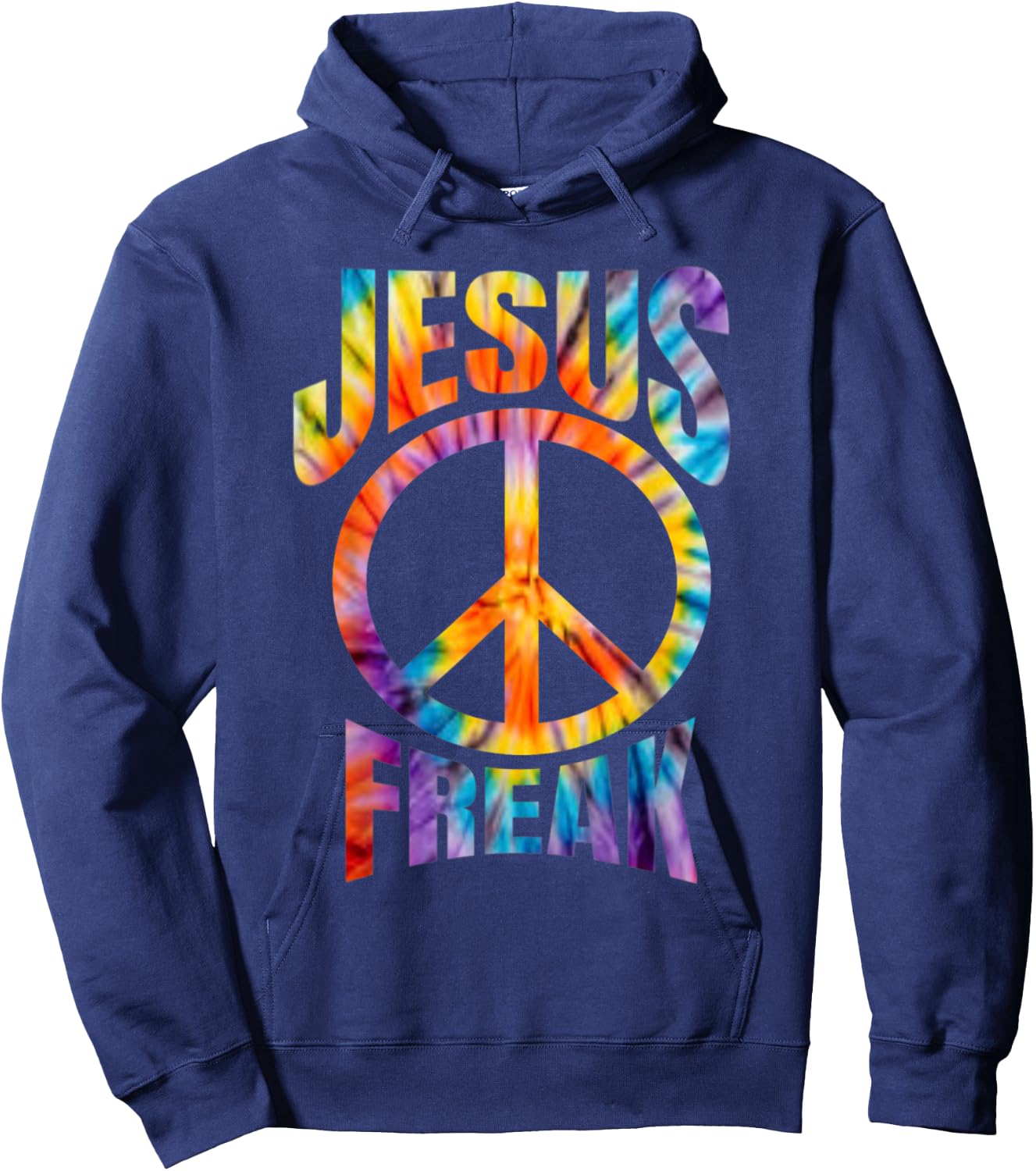 Jesus Freak - Christian Retro Tie Dye Lettering Hoodie - Hoodie | Navy