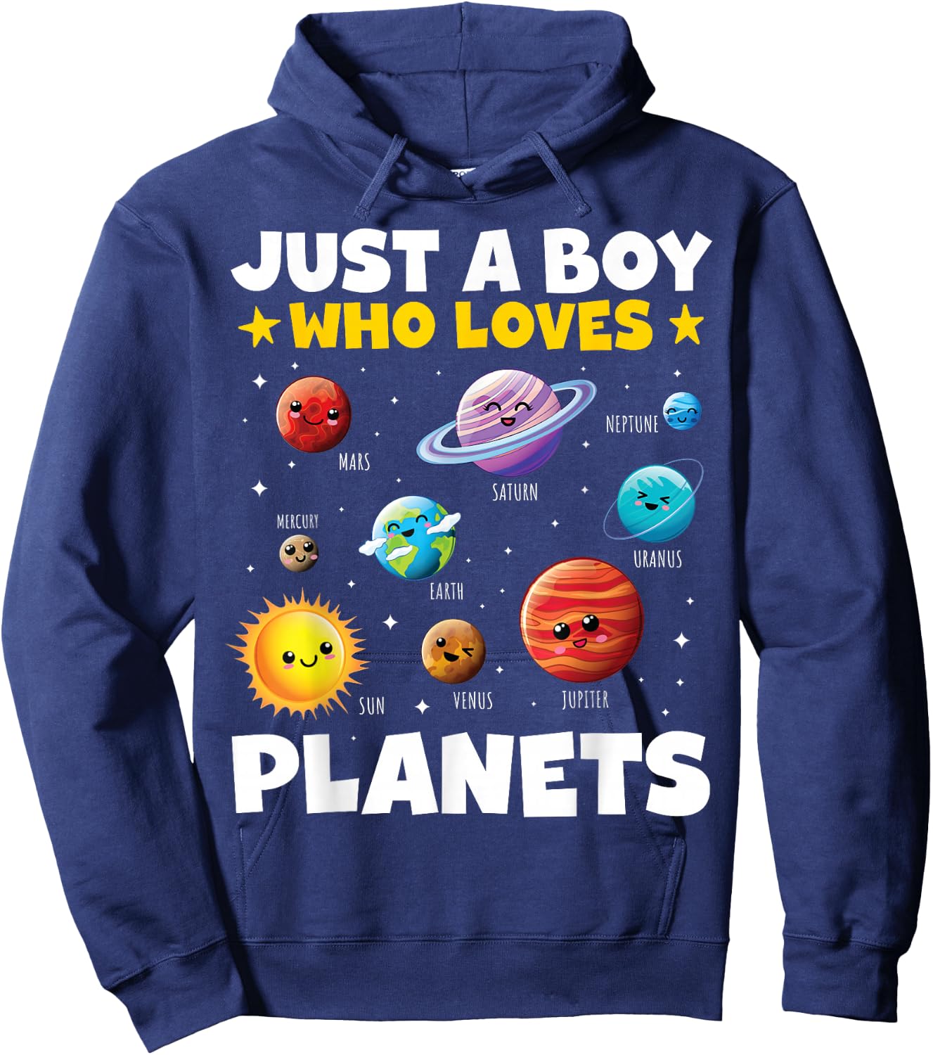 Kids Just a Boy Who Loves Planets Solar Space Science Boys Hoodie - Hoodie | Navy