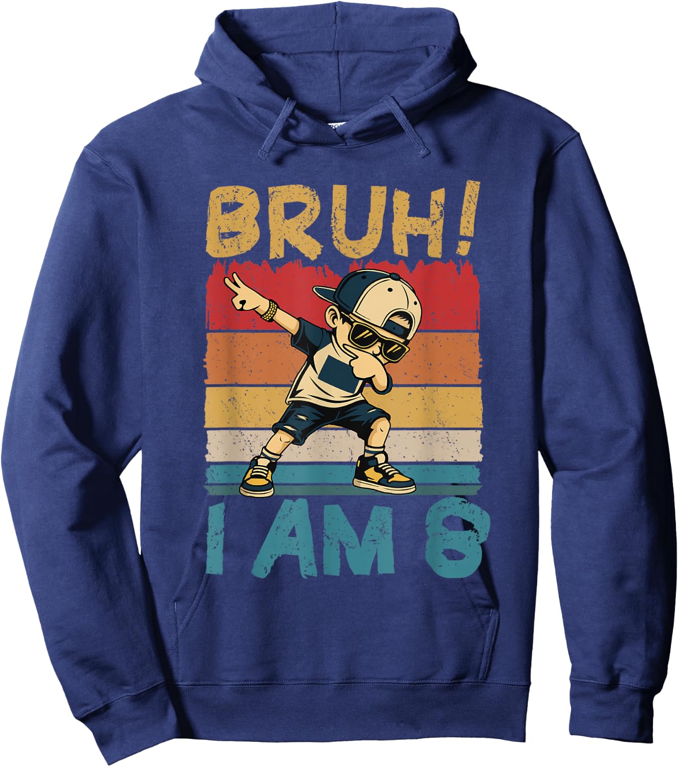 Bruh I'm 8 Eight 8th Birthday Dabbing 8 Years Old Boy Kids Hoodie - Hoodie | Navy