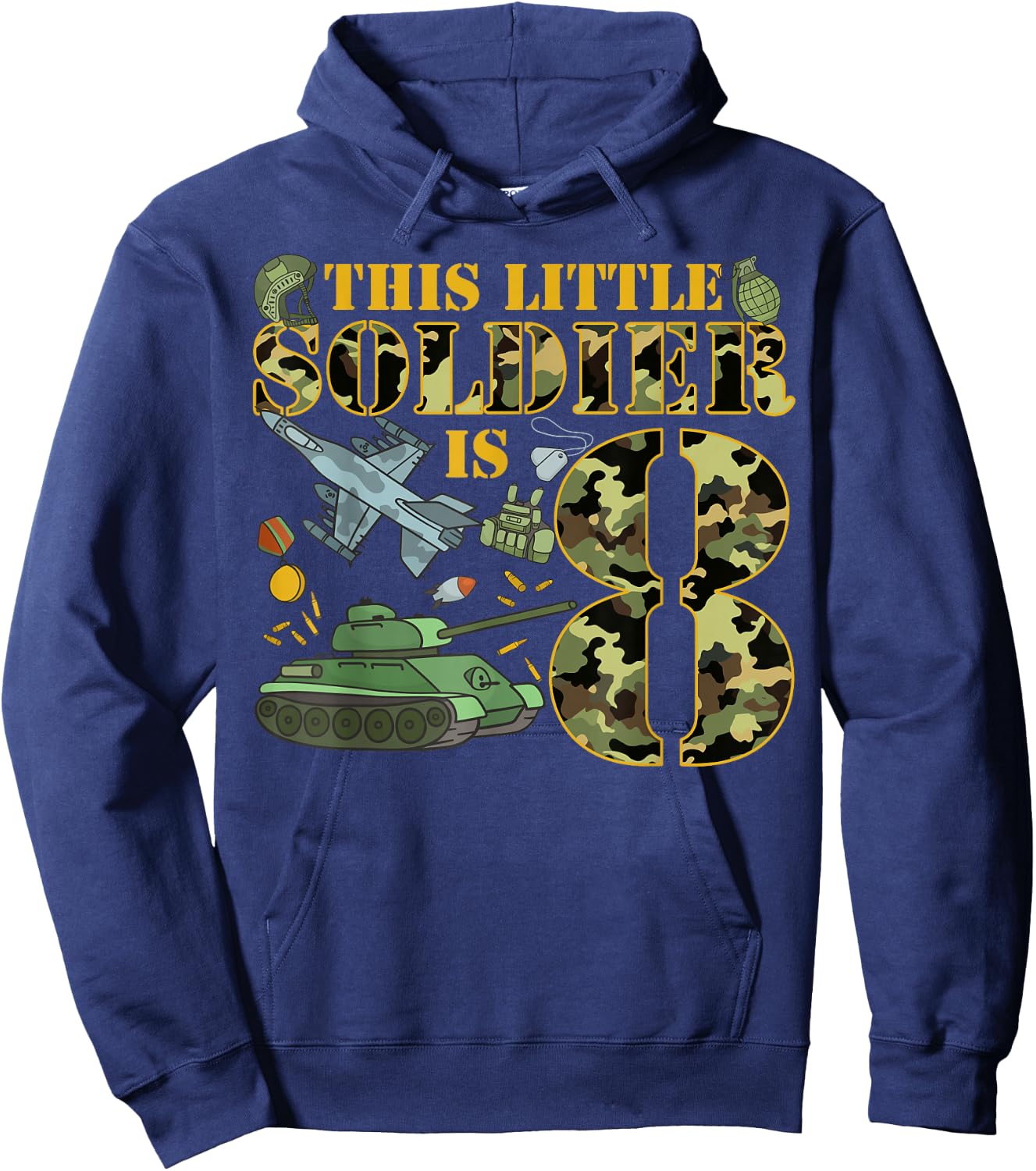 8 Years Old Soldier Birthday Boy 8th Birthday Camo Hoodie - Hoodie | Navy