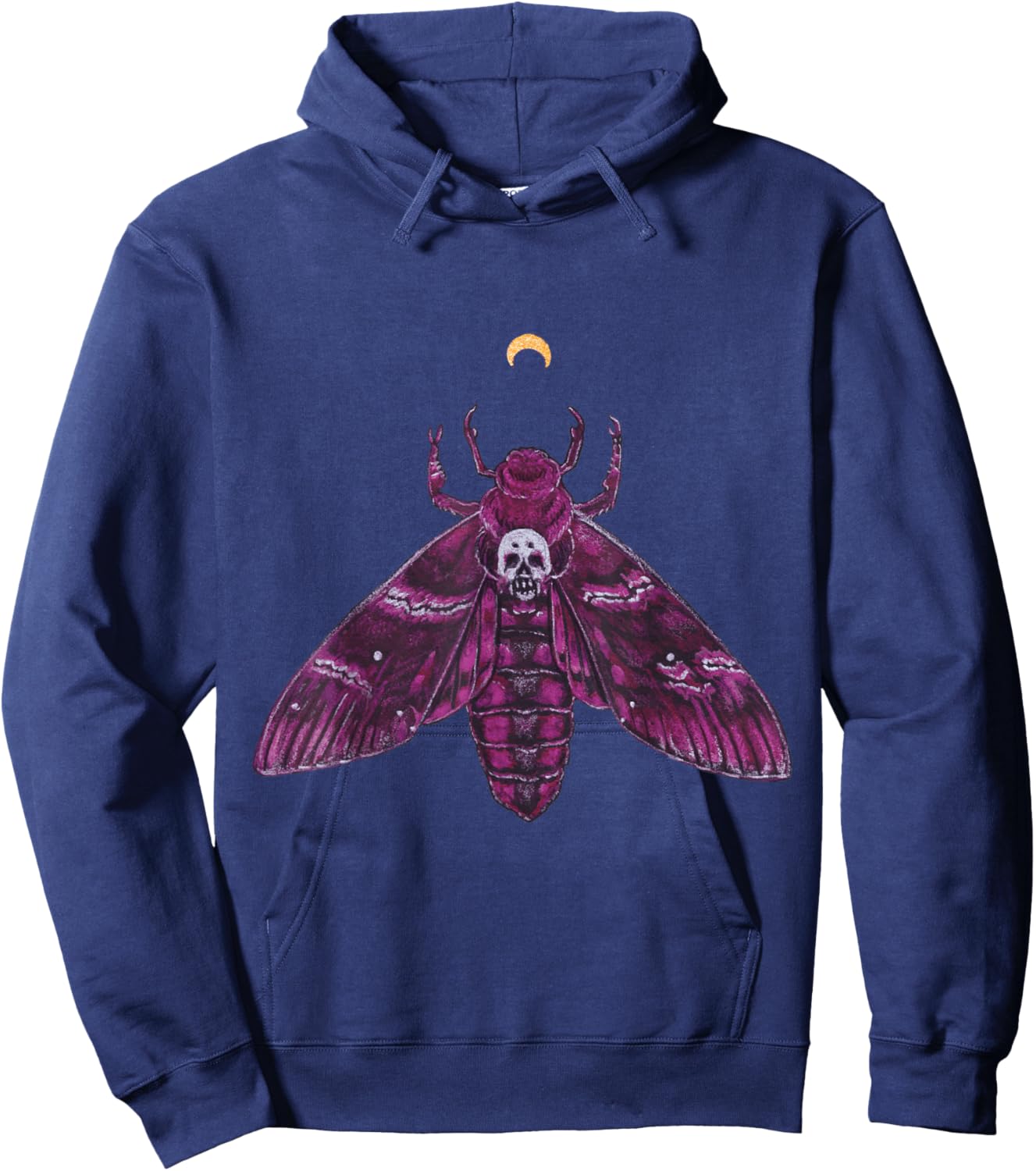 Pink Death Head Moth Hoodie - Hoodie | Navy