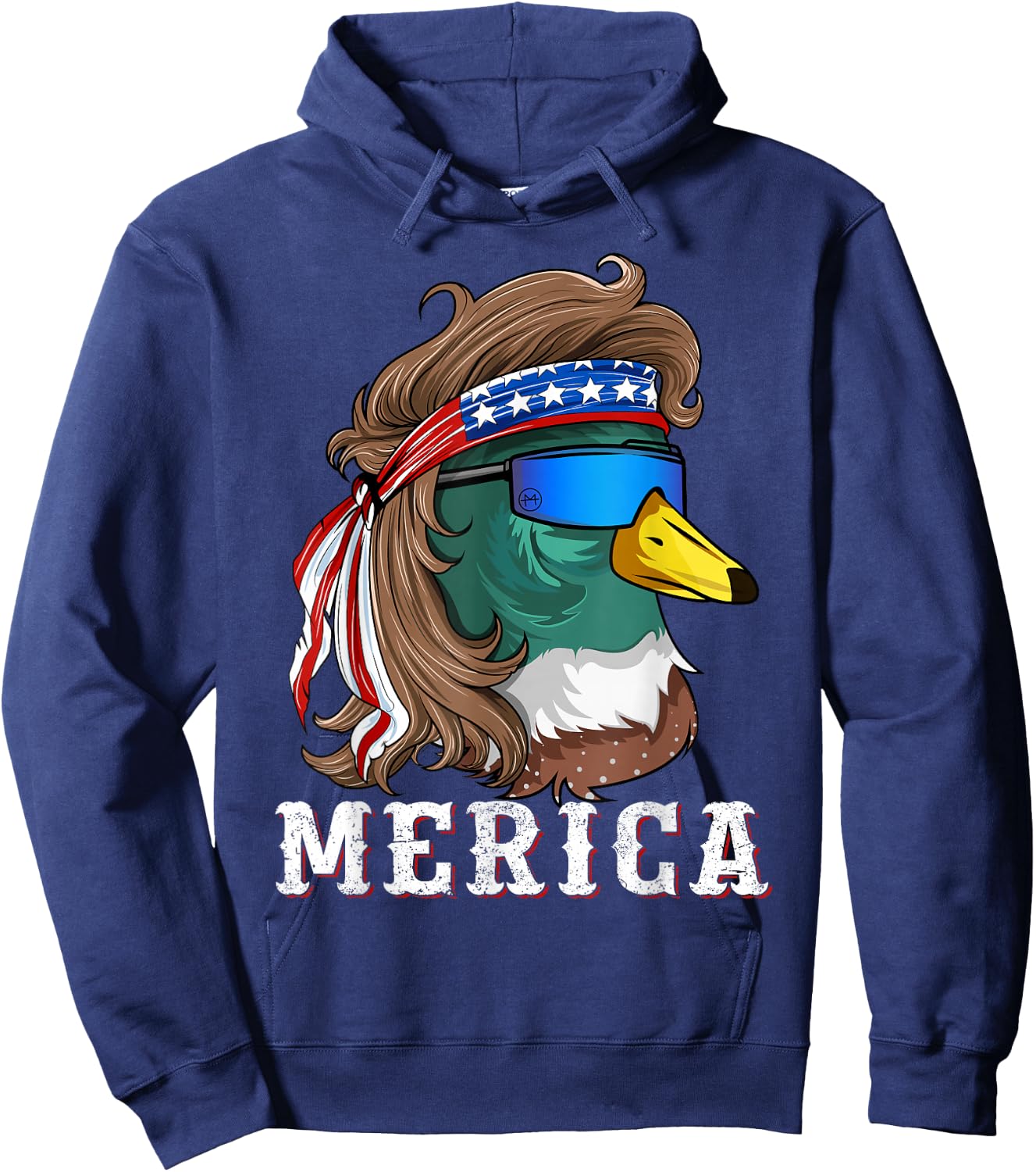 Patriotic Mallard Duck Hunting American Waterfowl Hunter Hoodie - Hoodie | Navy