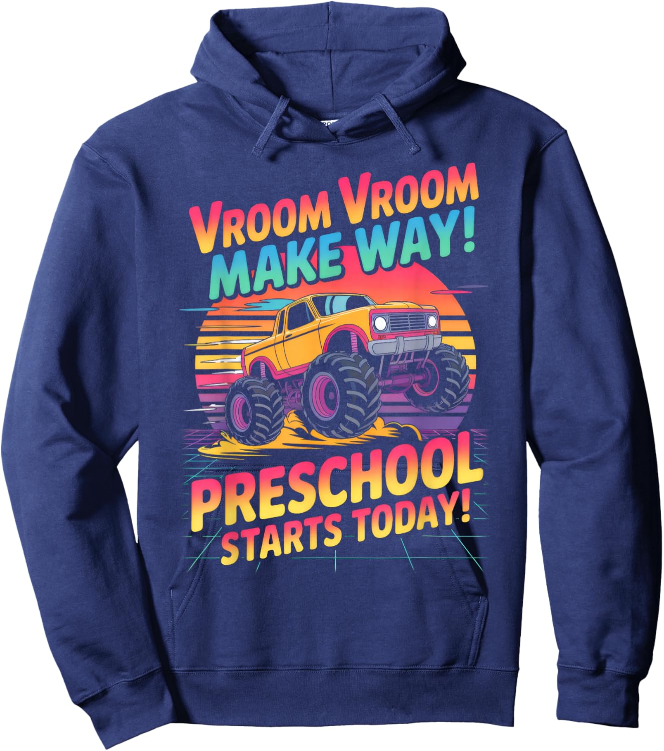 Back to School Preschool Pre-K Monster Truck First Day Boys Hoodie - Hoodie | Navy