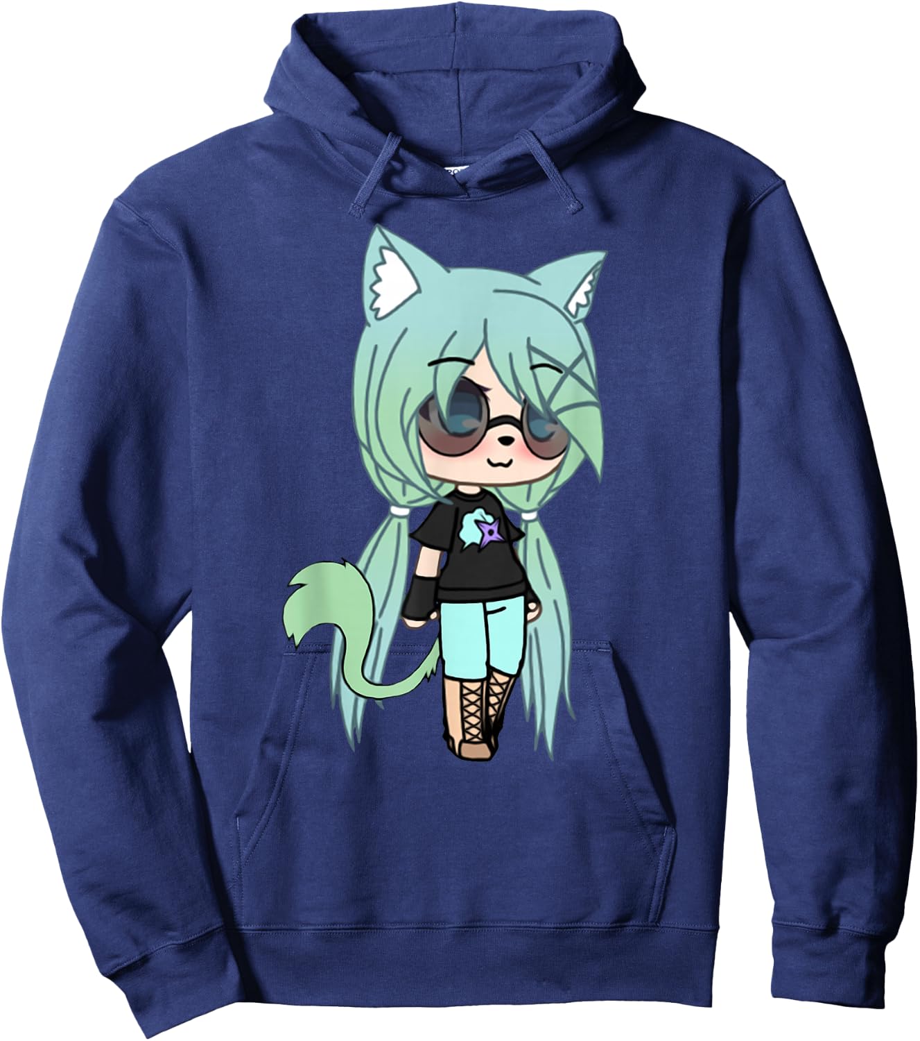 Cute Chibi Style Kawaii Anime Girl Chloe Chan The Tomboy Hoodie - Hoodie | Navy