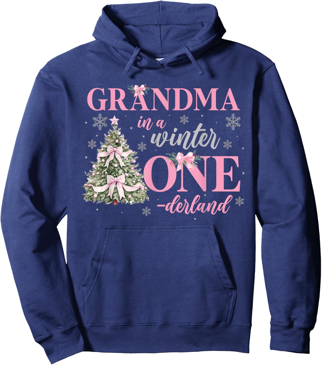 Grandma in a Winter Onederland Birthday Girl Christmas Tree Hoodie - Hoodie | Navy