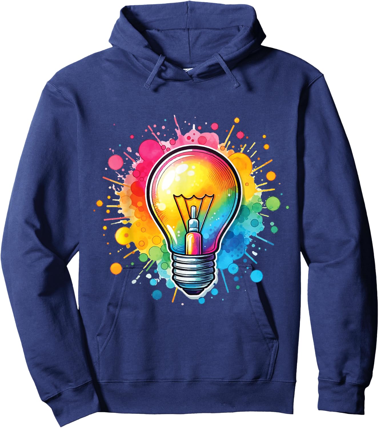 Vibrant Colorful Lightbulb Shirt Electrician Cute Light Bulb Hoodie - Hoodie | Navy