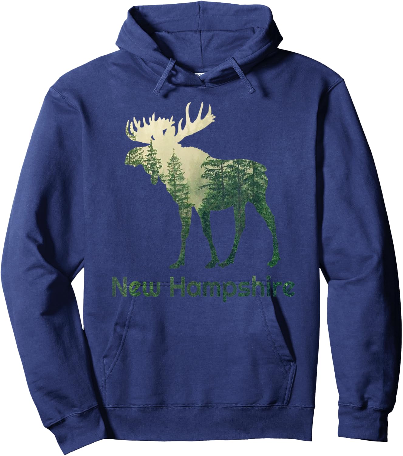 State Of New Hampshire Moose Forest Tree Hunter Wildlife Hoodie - Hoodie | Navy