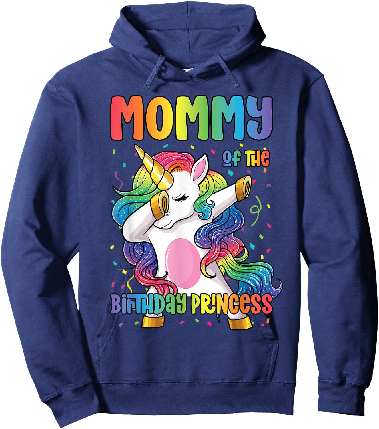 Mommy of the Birthday Princess Girl Dabbing Unicorn Mom Hoodie - Hoodie | Navy