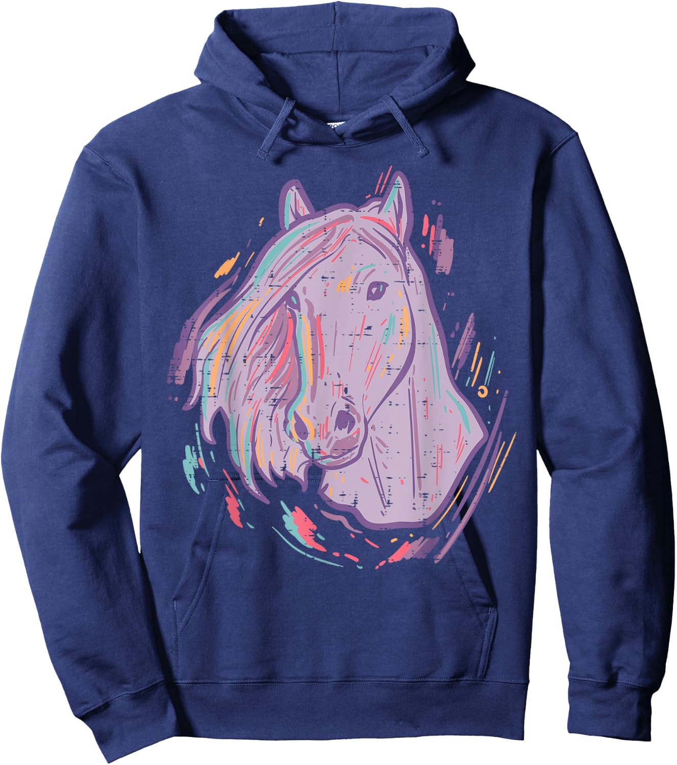 Purple Horse Painting Animal Art Equestrian Men Women Kids Hoodie - Hoodie | Navy