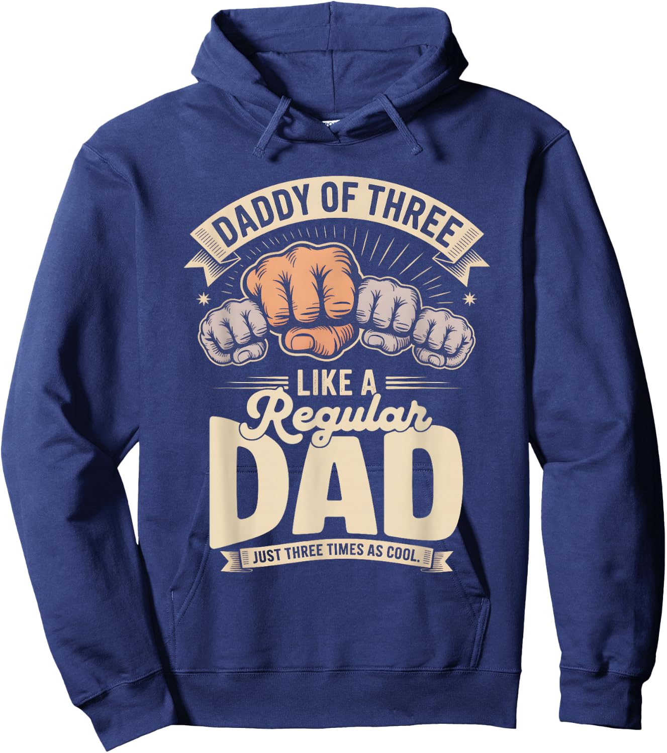 Dad Of Three Hoodie - Hoodie | Navy