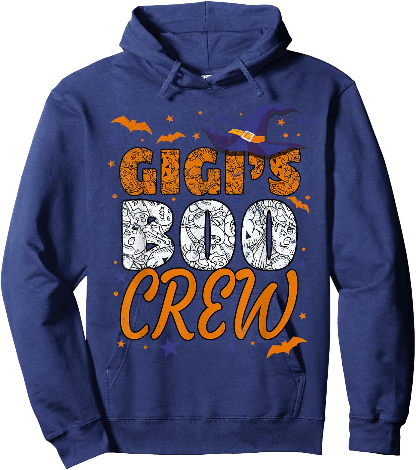Grandma Gigi's Boo Crew Cute Grandkids Matching Halloween Hoodie - Hoodie | Navy