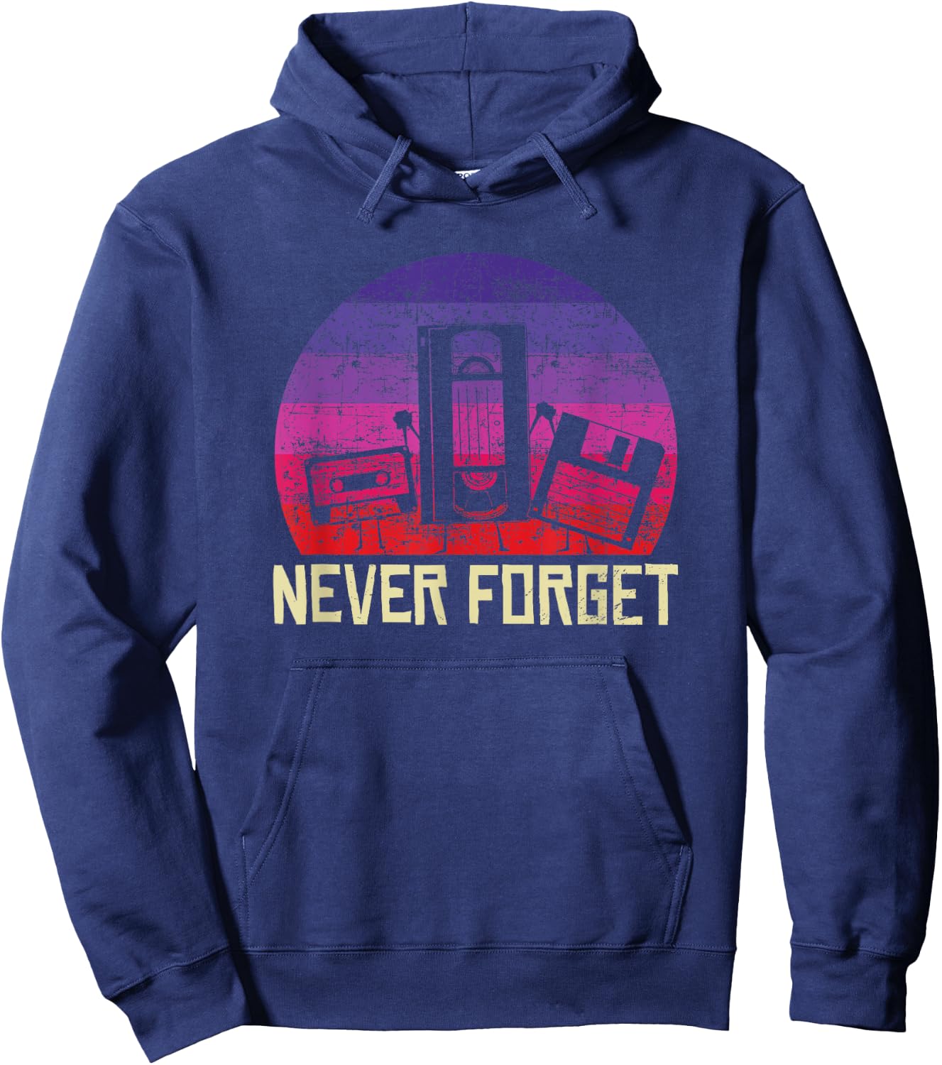 Never Forget Vintage Cassette Floppy Disk VHS Tape retro Hoodie - Hoodie | Navy