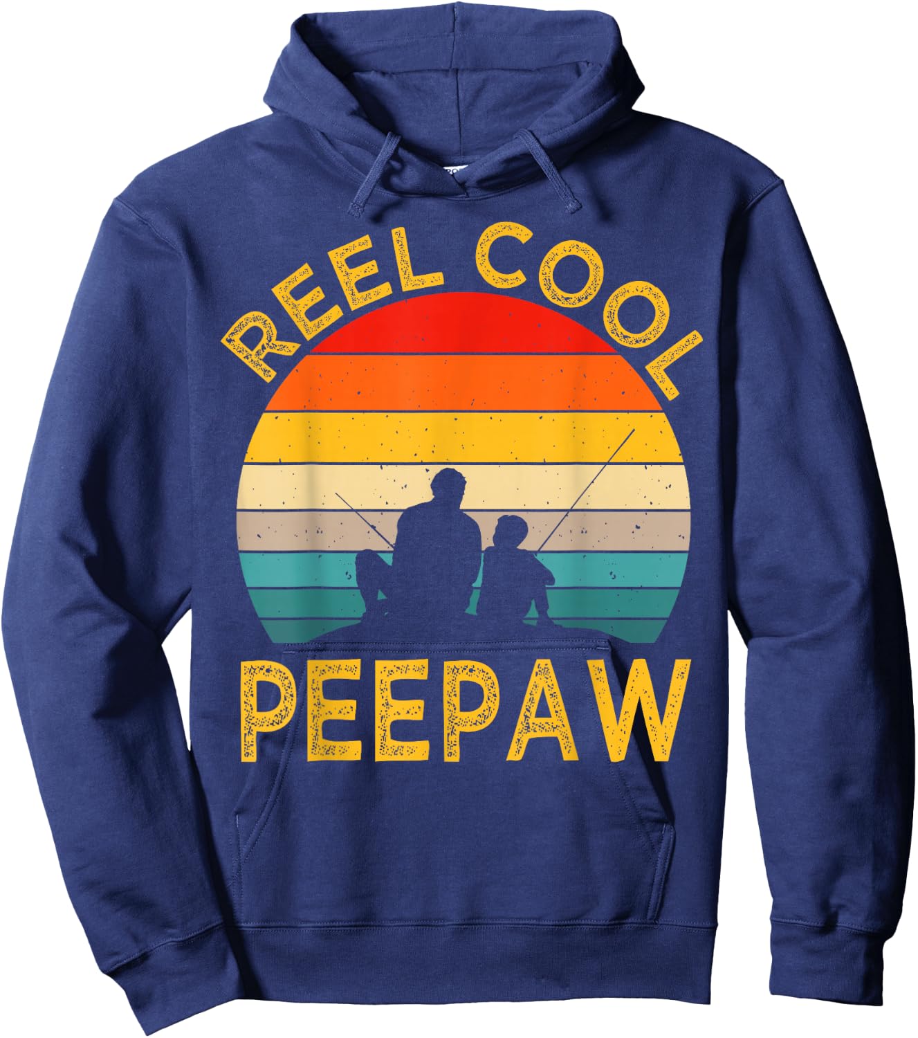 Reel Cool Peepaw Fishing Daddy Vintage Grandpa Fathers Day Hoodie - Hoodie | Navy