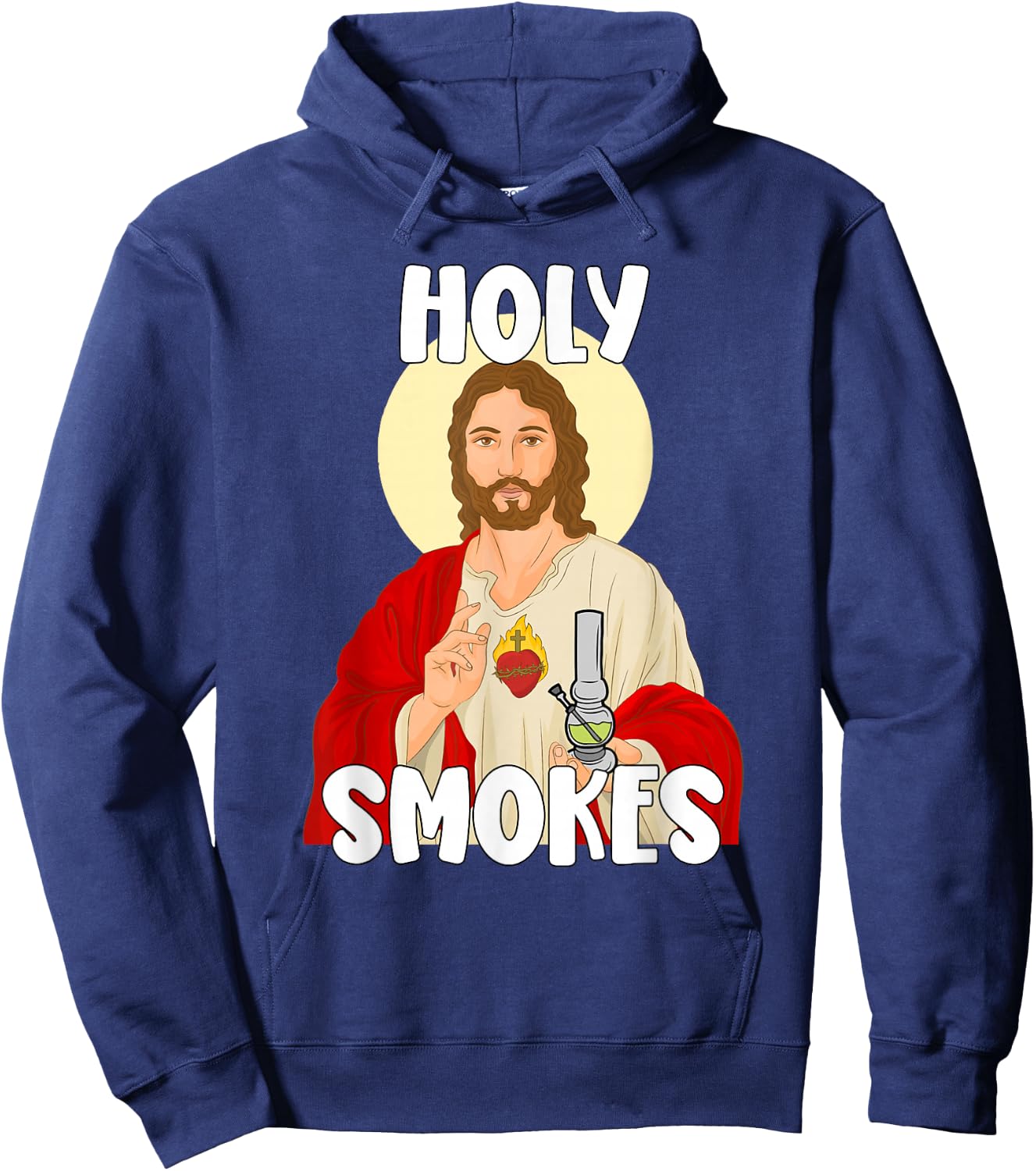 Holy Smokes Funny Jesus Apparel Weed 420 Merch Hoodie - Hoodie | Navy