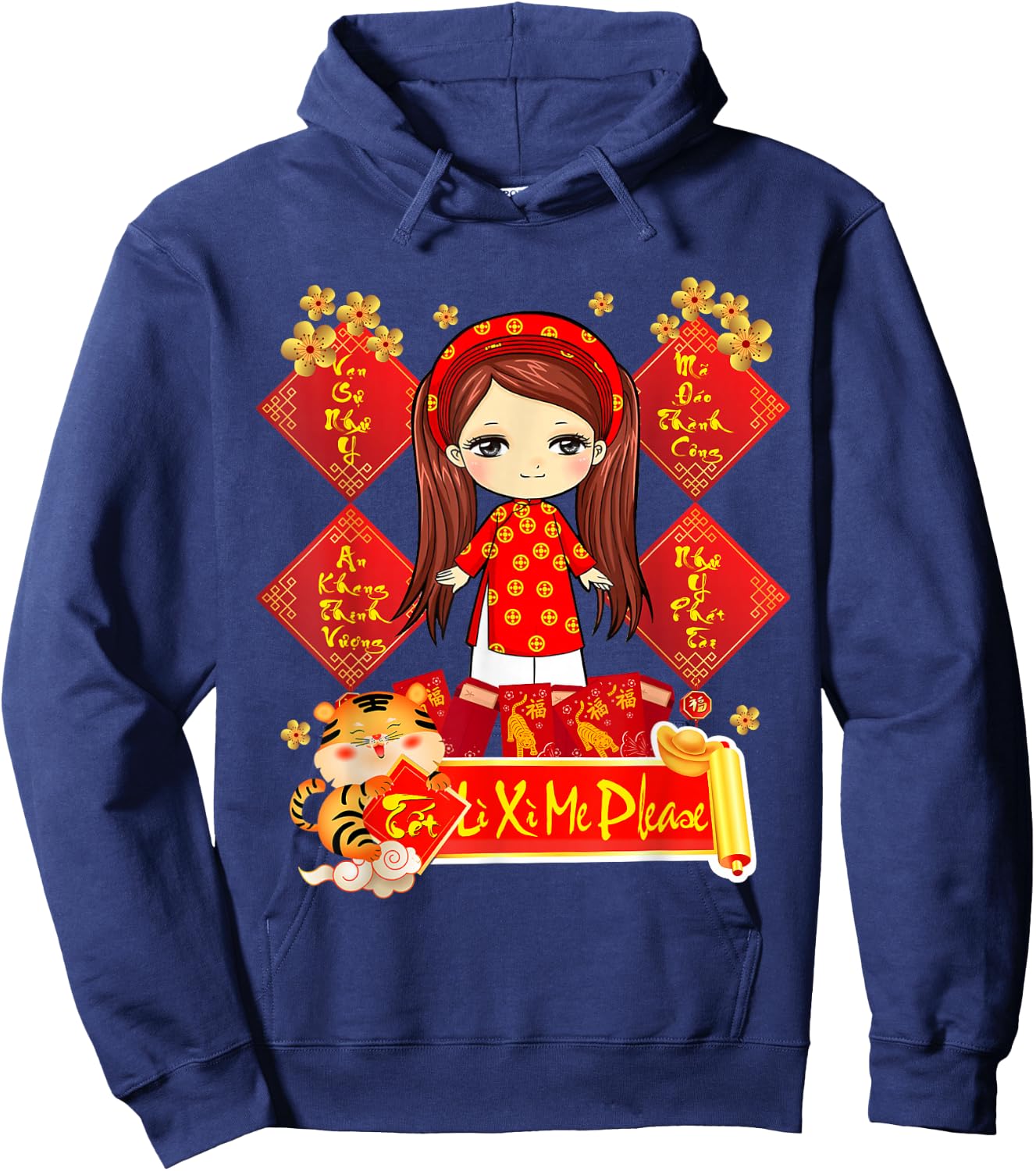 Chuc Mung Nam Moi 2026 Girl Vietnamese Lunar New Year 2026 Hoodie - Hoodie | Navy