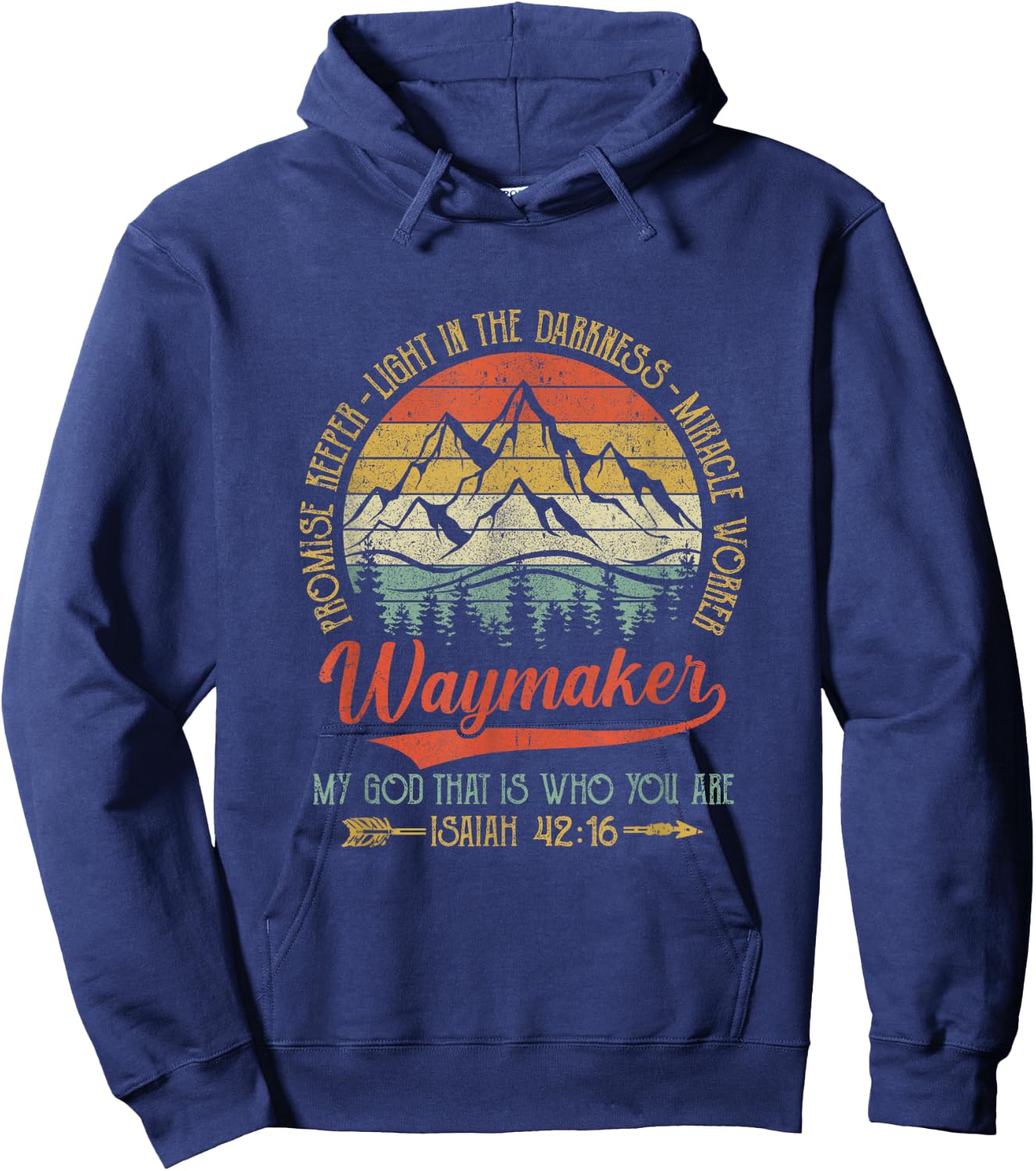 Waymaker Miracle Worker Promise Keeper Christian Hoodie - Hoodie | Navy