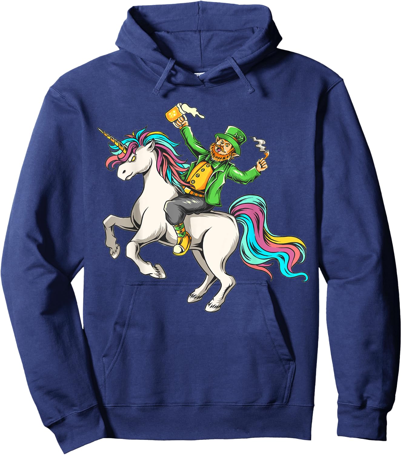 Leprechaun riding a Lepricorn Unicorn St Patricks Day Hoodie - Hoodie | Navy