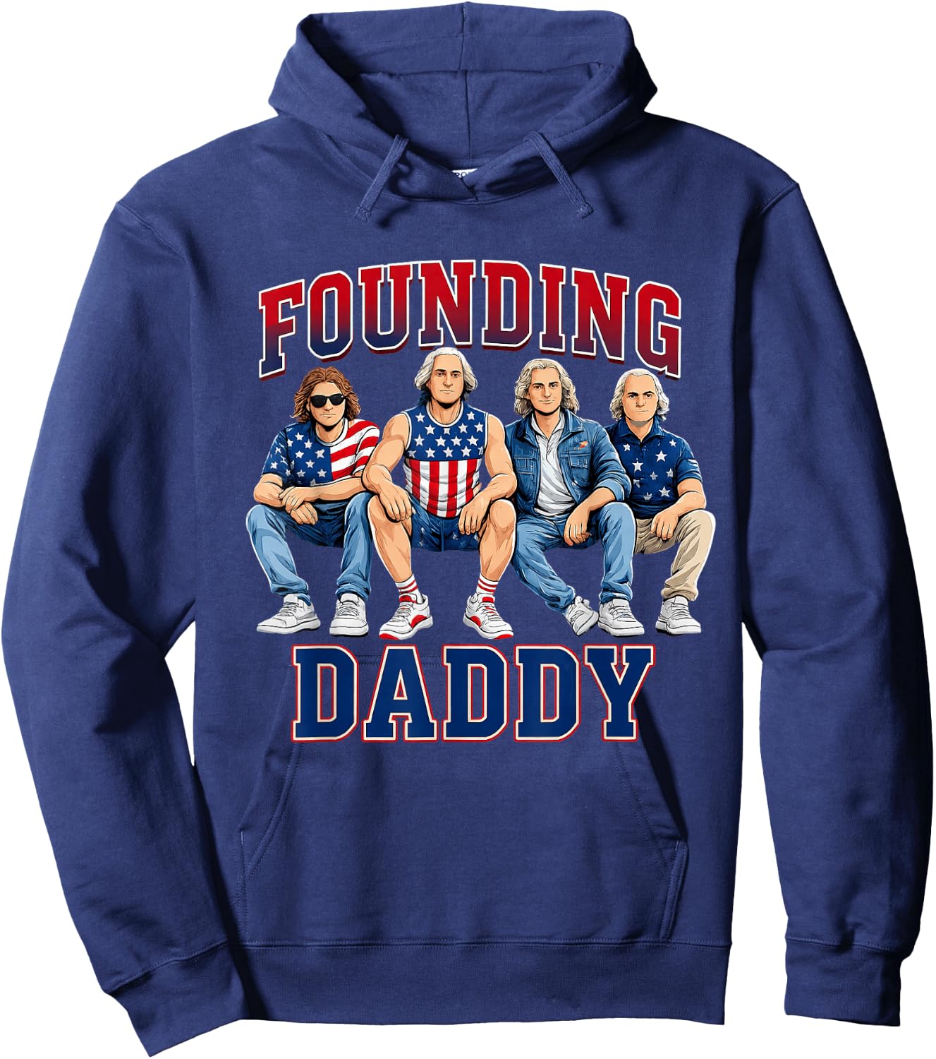 4th of July Shirt Founding Daddy George Washington 1776 Hoodie - Hoodie | Navy