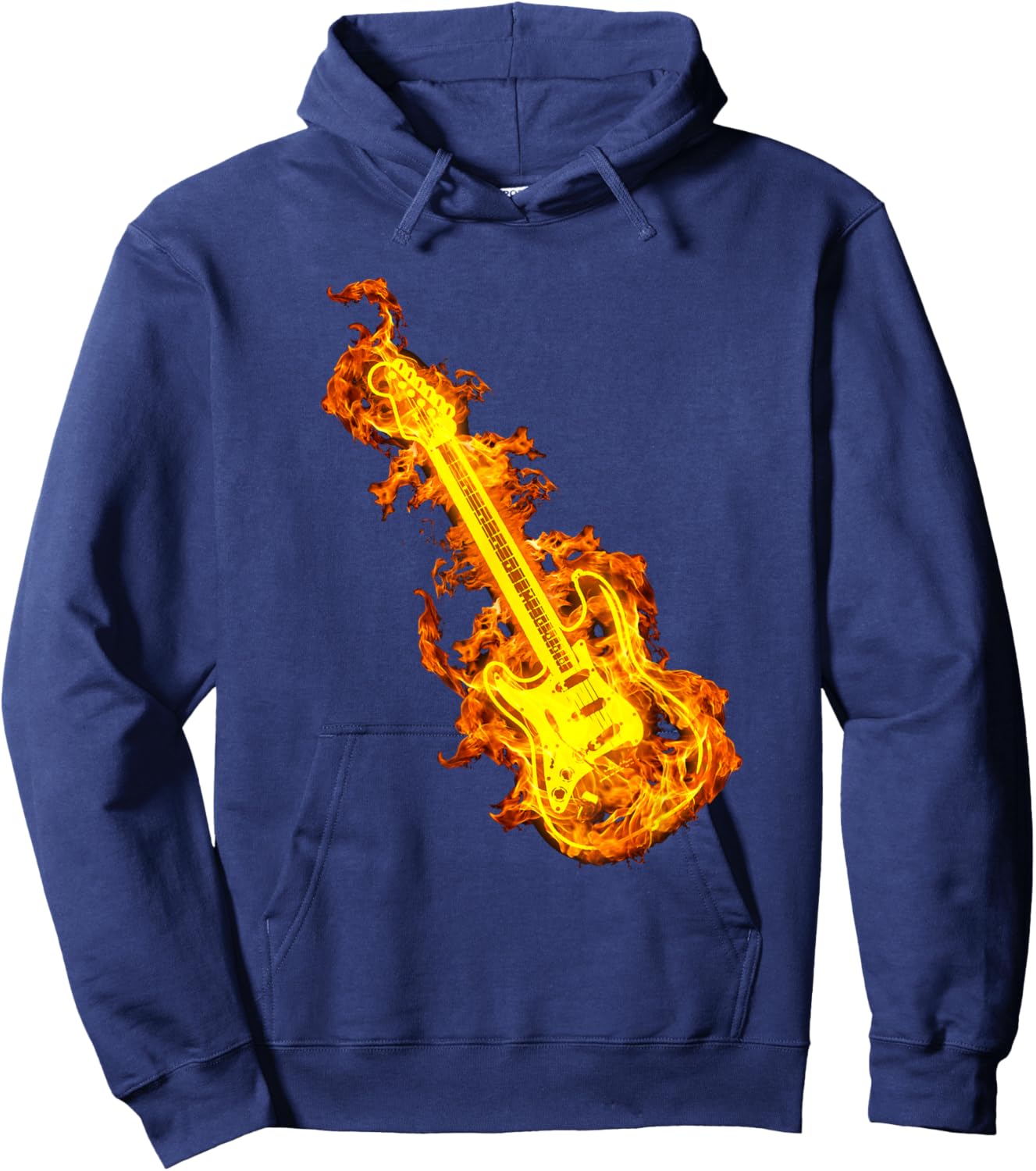 Electric Guitar In Flames Gift Rock Guitar Lovers Hoodie - Hoodie | Navy