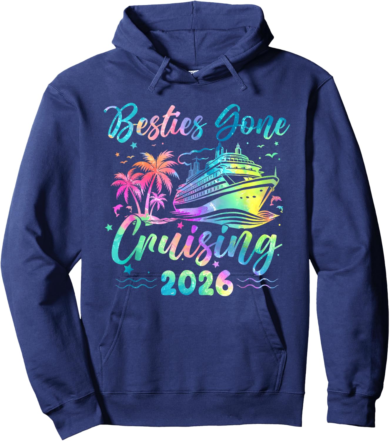 Besties Gone Cruising 2026 Girls Matching Women Cruise Hoodie - Hoodie | Navy