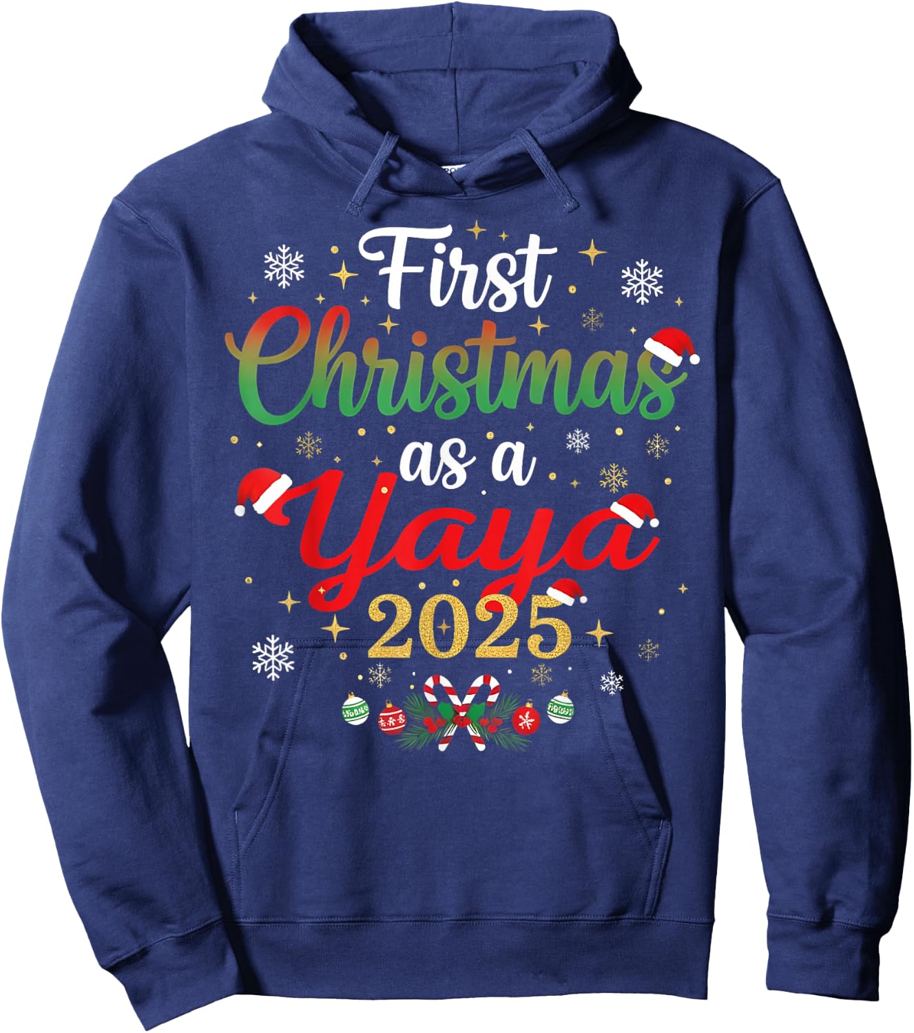 First Christmas As A Yaya 2025 New Mommy Xmas Hoodie - Hoodie | Navy