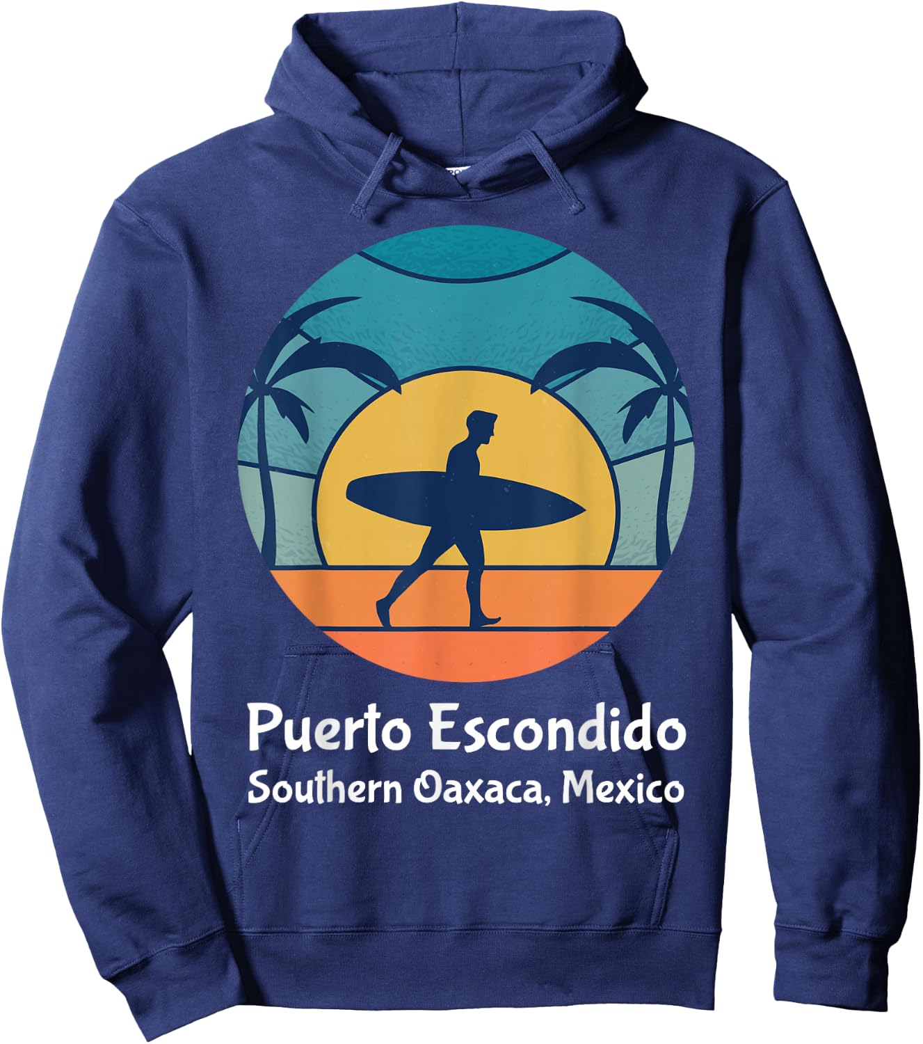 Puerto Escondido Southern Oaxaca Mexico Surfing Vintage Sun Hoodie - Hoodie | Navy