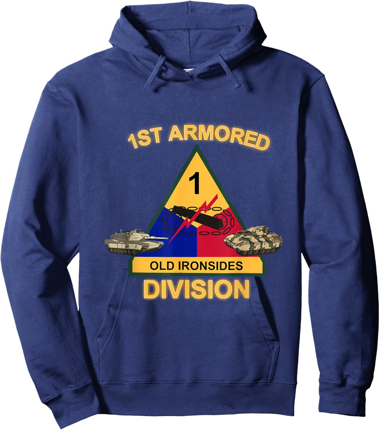 1st Armored Div - Old Ironsides design Hoodie - Hoodie | Navy