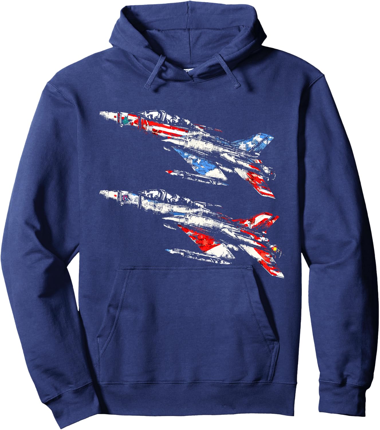 Jet Fighter Pilot American Flag - Patriotic USA 4th July Hoodie - Hoodie | Navy