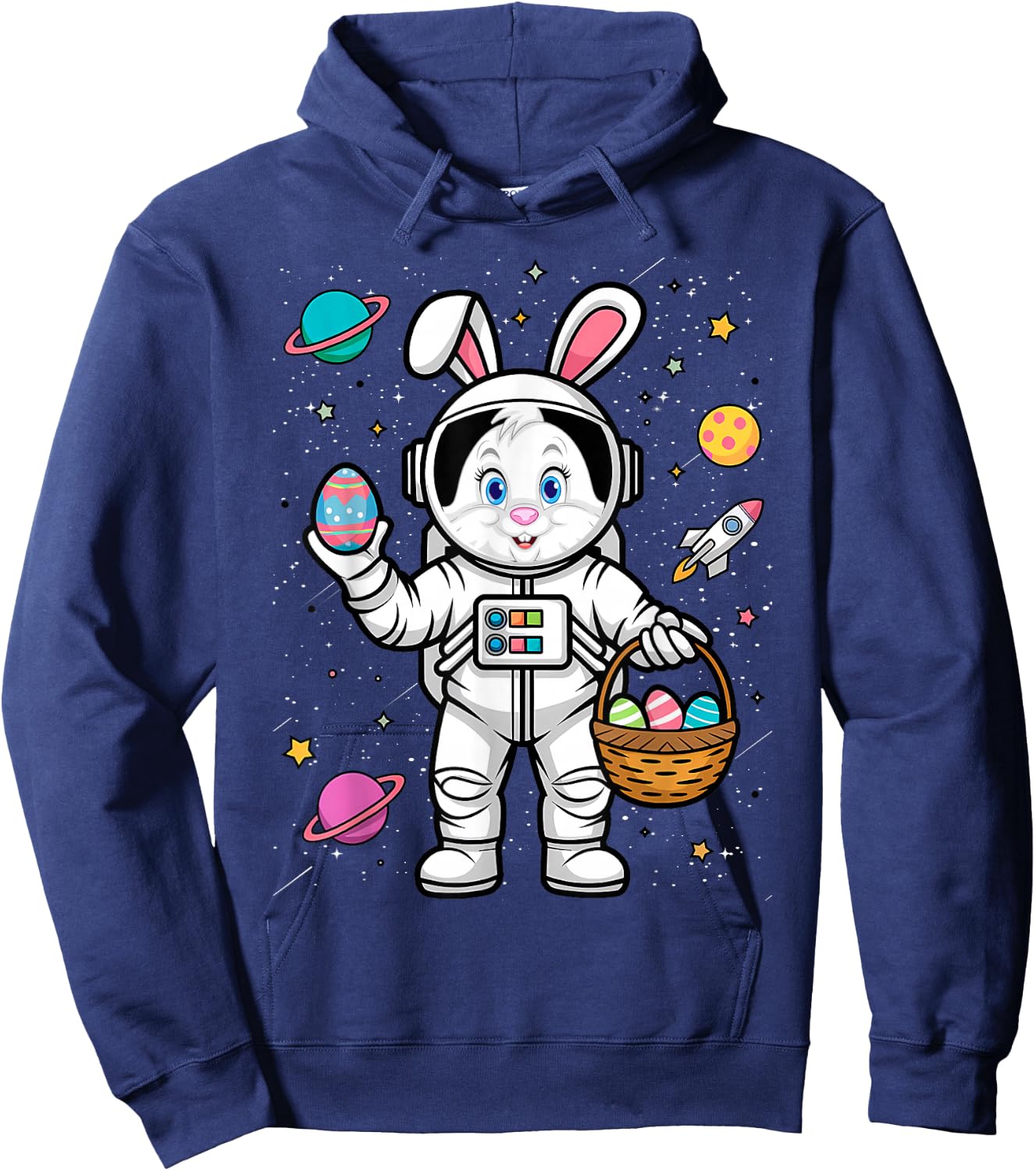 Happy Easter Day Bunny Egg astronaut Space Boys Girls Hoodie - Hoodie | Navy