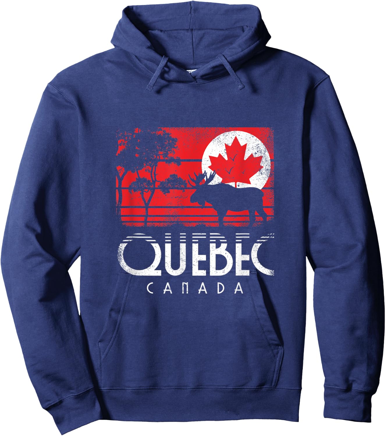 Quebec Canada Flag Canadian Maple Leaf Retro Canuck Québec Hoodie - Hoodie | Navy