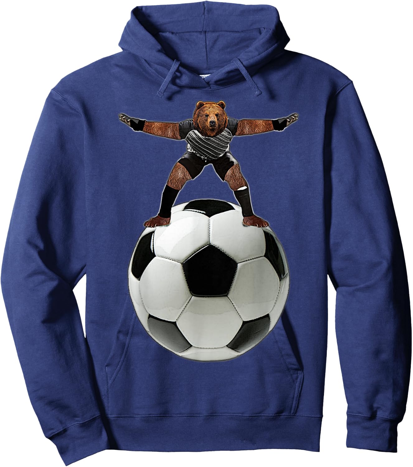 Bear Goalie On Soccer Ball - by Behrbones Hoodie - Hoodie | Navy