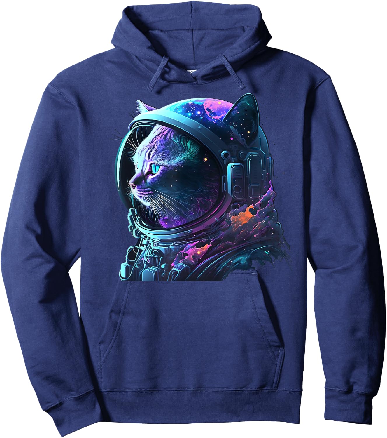 Cat Astronaut in Space Suit and Helmet in the Cosmos Funny Hoodie - Hoodie | Navy