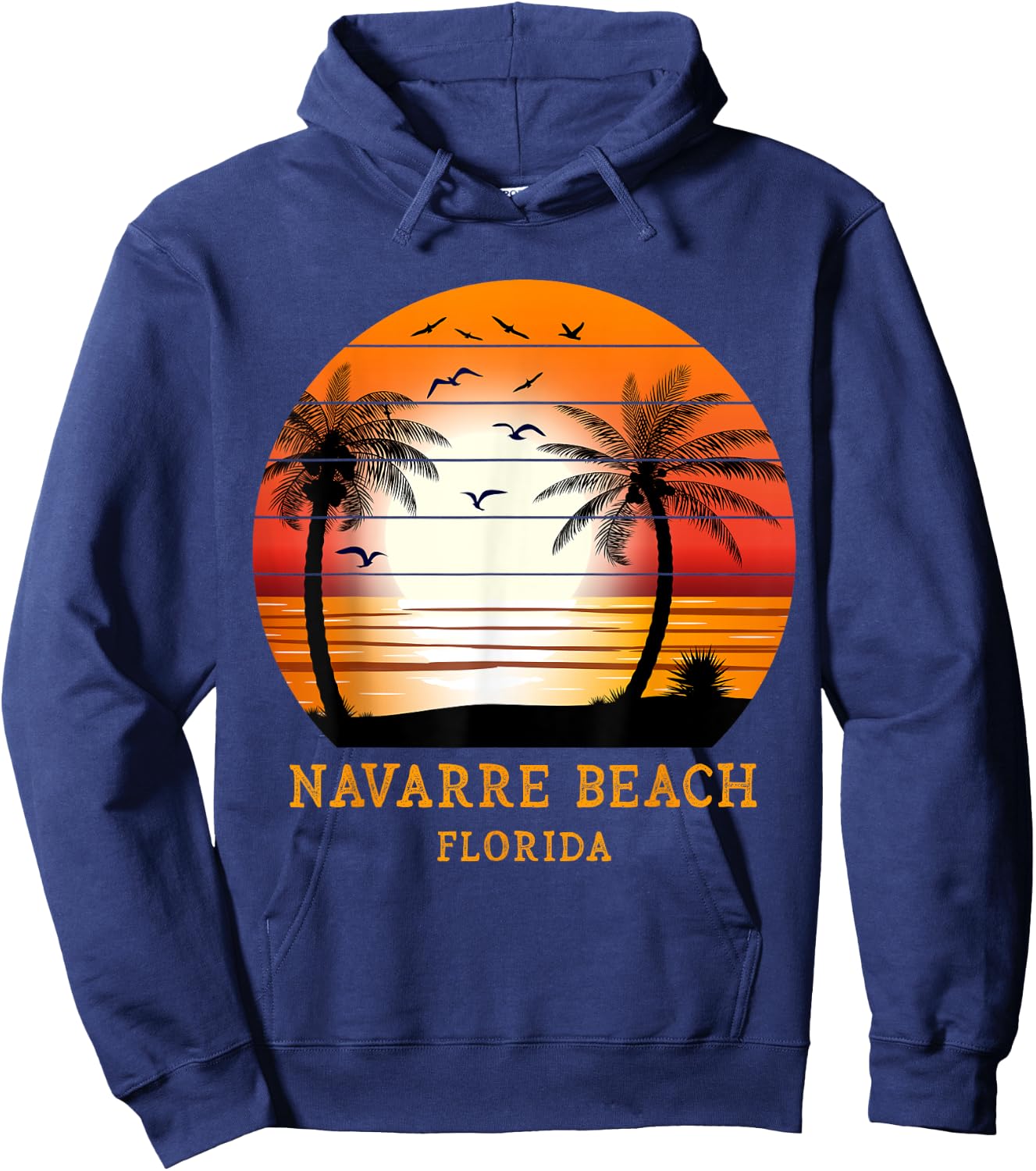 Navarre Beach Florida Vintage Sunset Retro Summer Vacay Sun Men Women Kids Hoodie - Hoodie | Navy