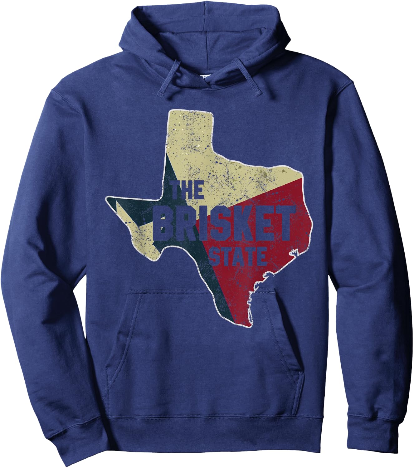 The Brisket State Texas Flag Funny Grilling Dad Joke Hoodie - Hoodie | Navy