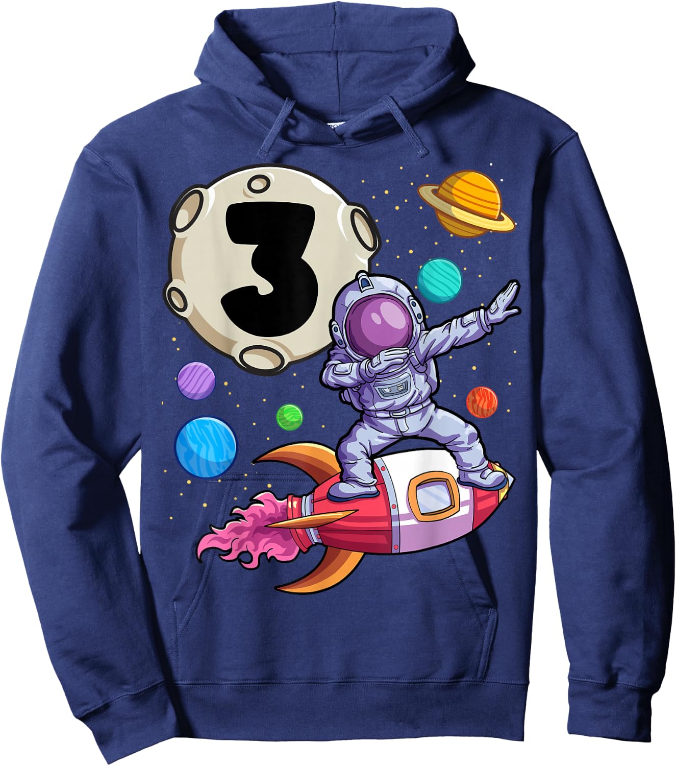 Dabbing Astronaut 3 Yrs Old Birthday Boy Space 3rd Birthday Hoodie - Hoodie | Navy