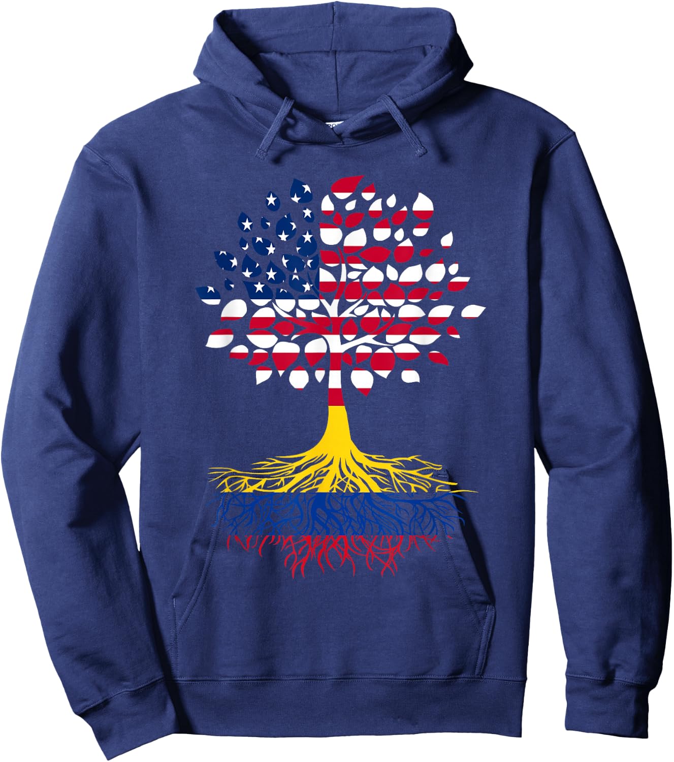 American Flag with Colombian Roots Hoodie - Hoodie | Navy