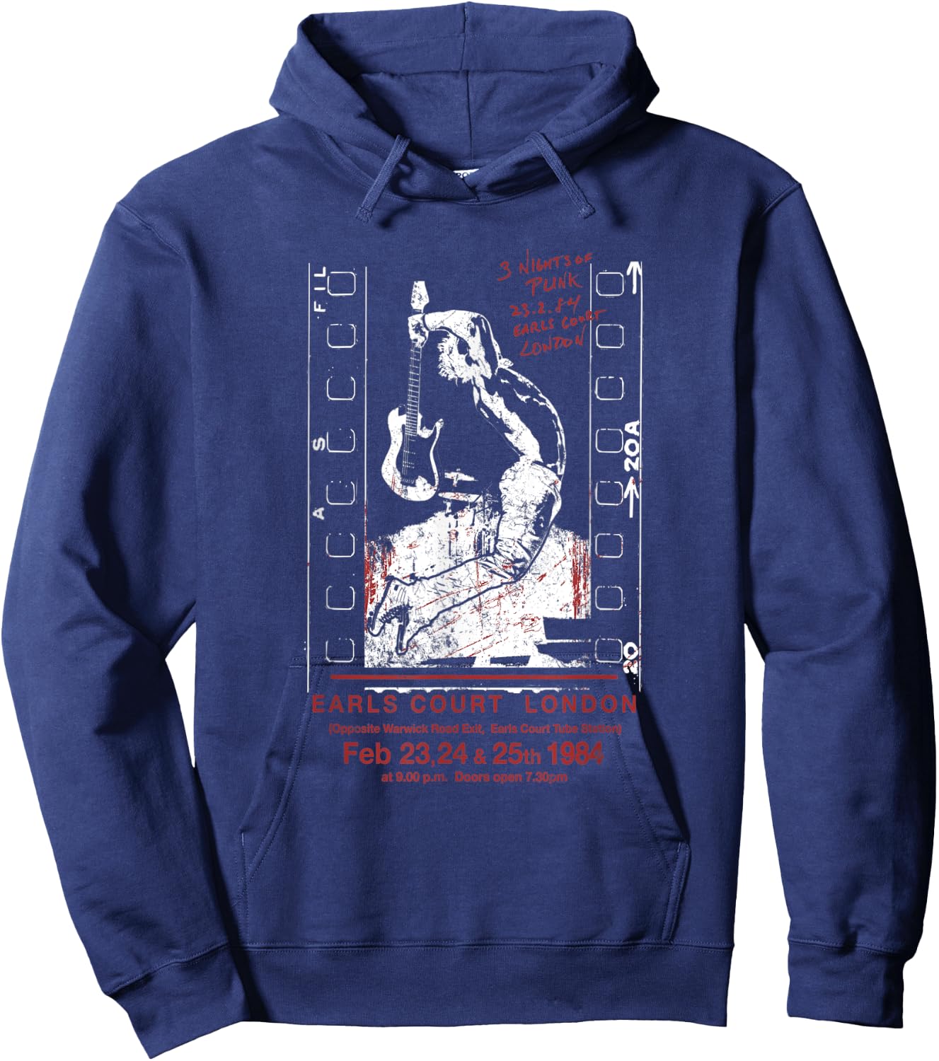 Punk Rock 80's Concert Retro Vintage Hoodie - Hoodie | Navy