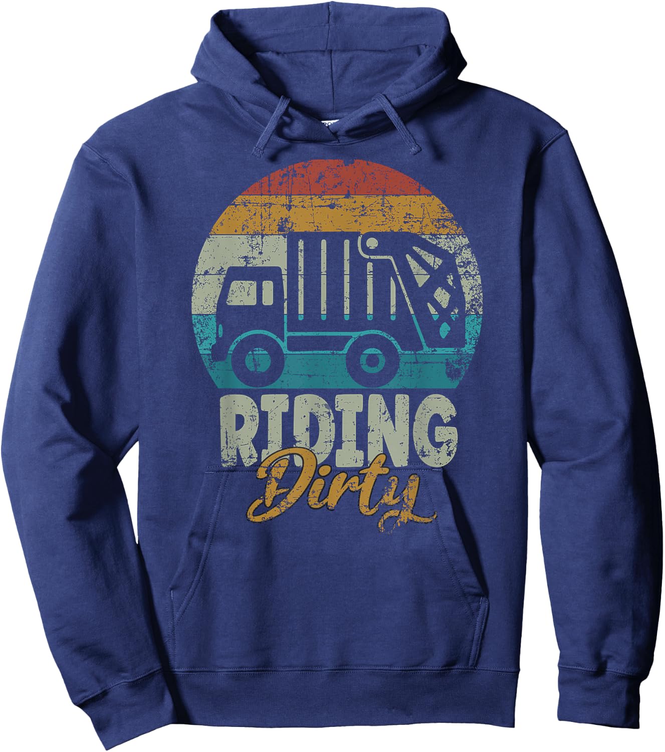 Riding Dirty Retro Rubbish Truck Driver Hoodie - Hoodie | Navy
